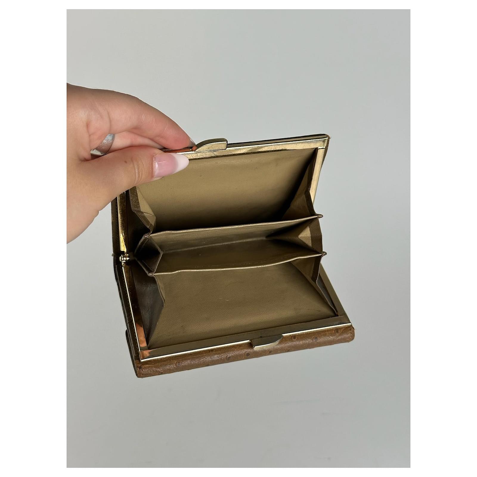 Vintage Givenchy Wallet Brown Khaki Ostrich leather ref.2319217