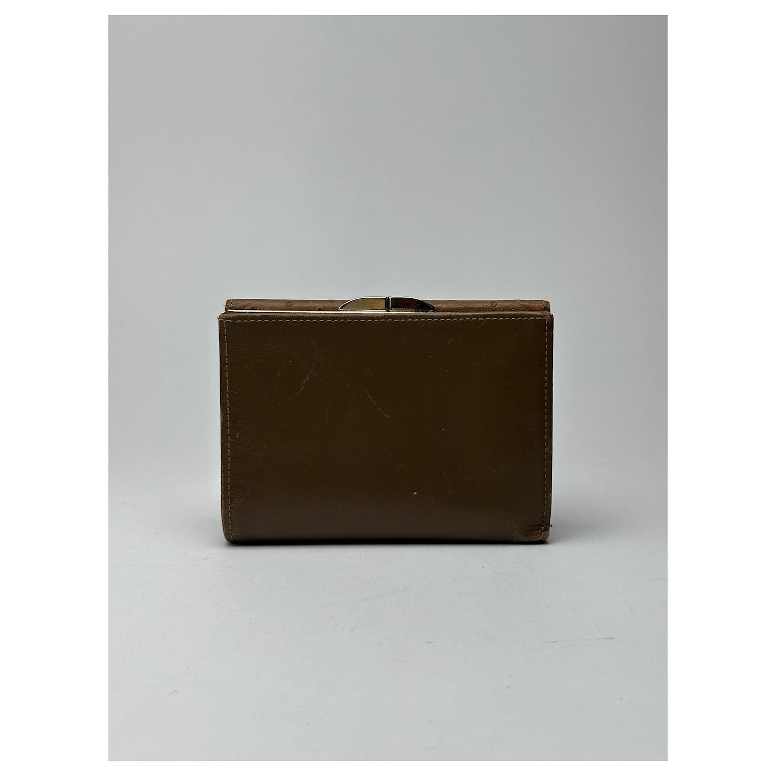 Vintage Givenchy Wallet Brown Khaki Ostrich leather ref.2319217