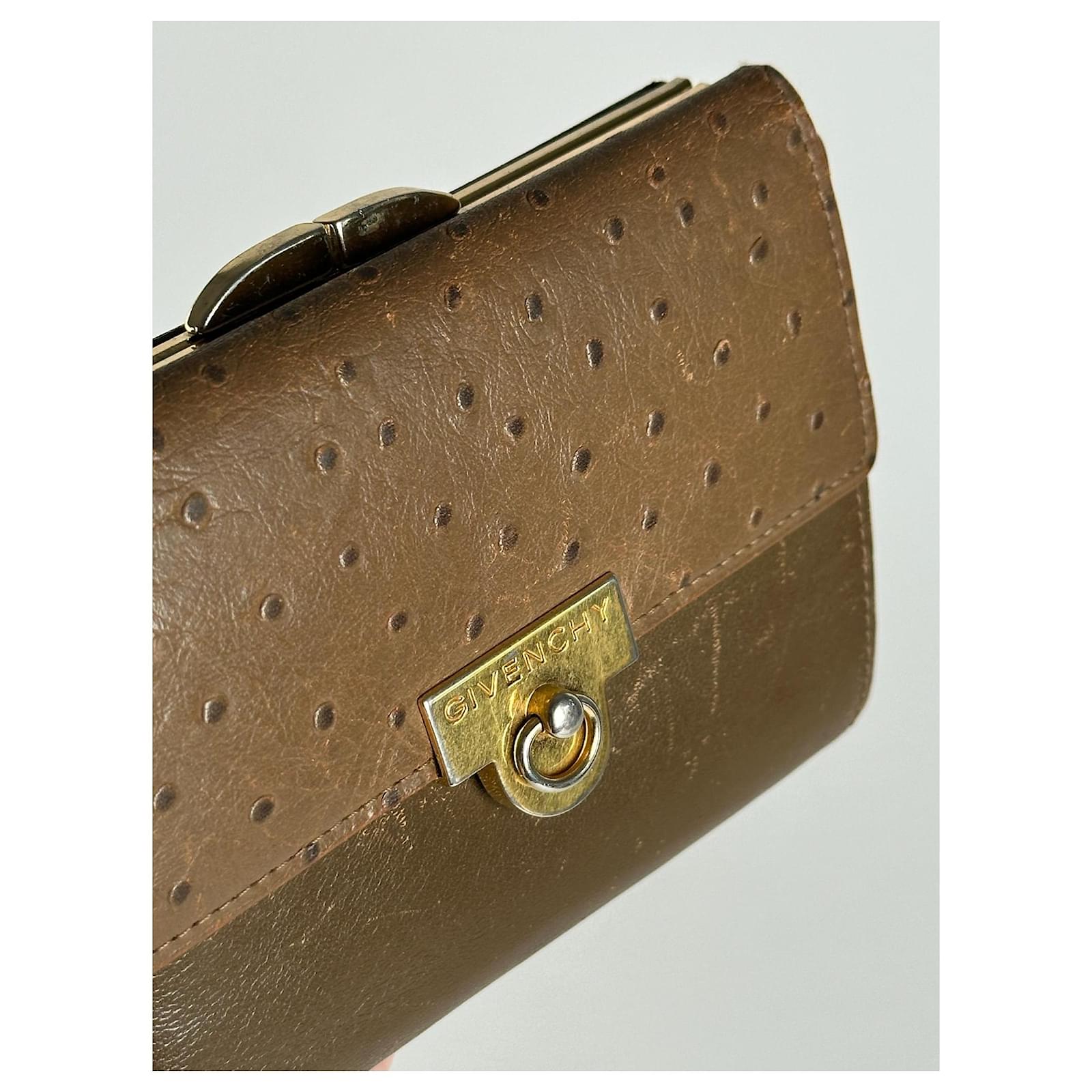 Vintage Givenchy Wallet Brown Khaki Ostrich leather ref.2319217