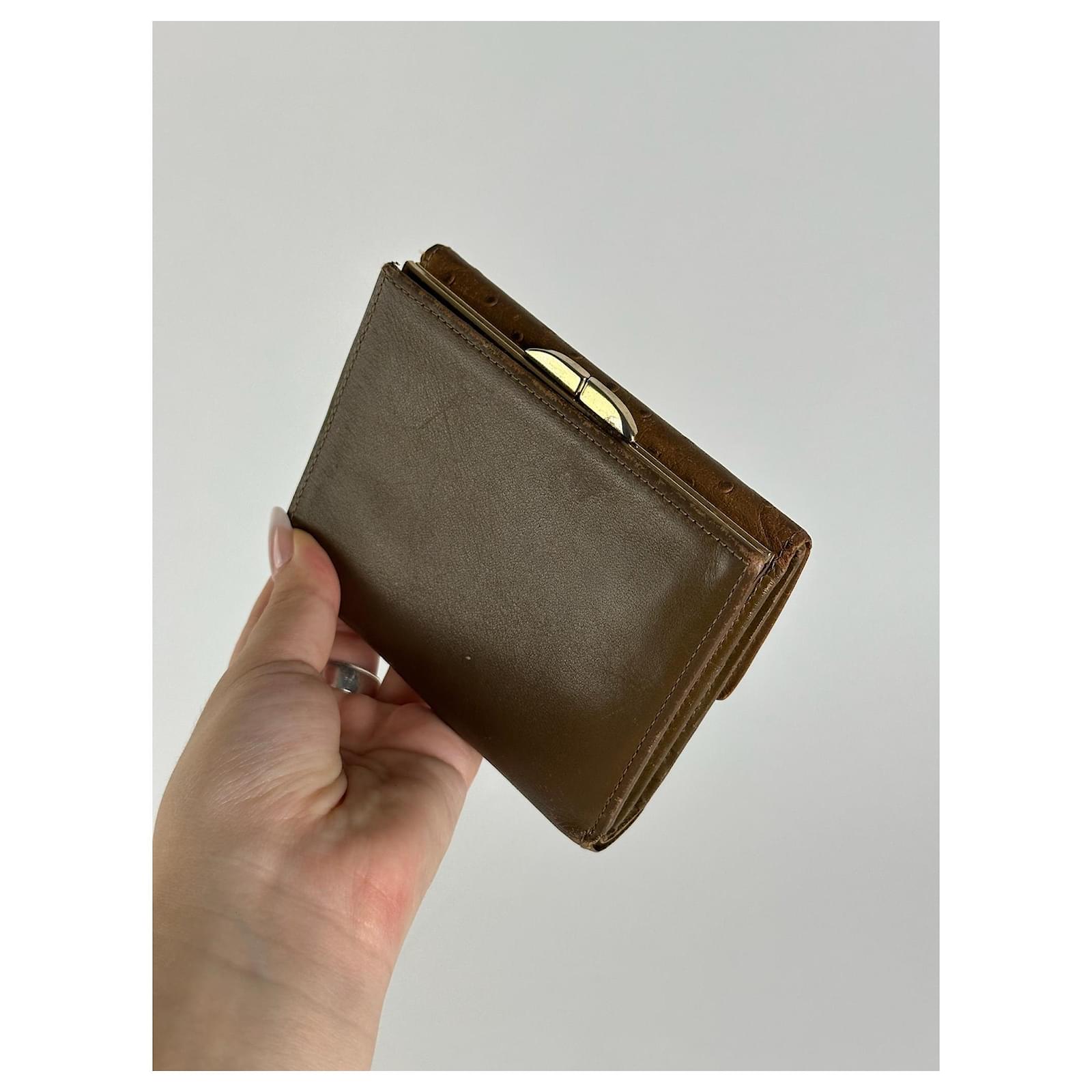 Vintage Givenchy Wallet Brown Khaki Ostrich leather ref.2319217