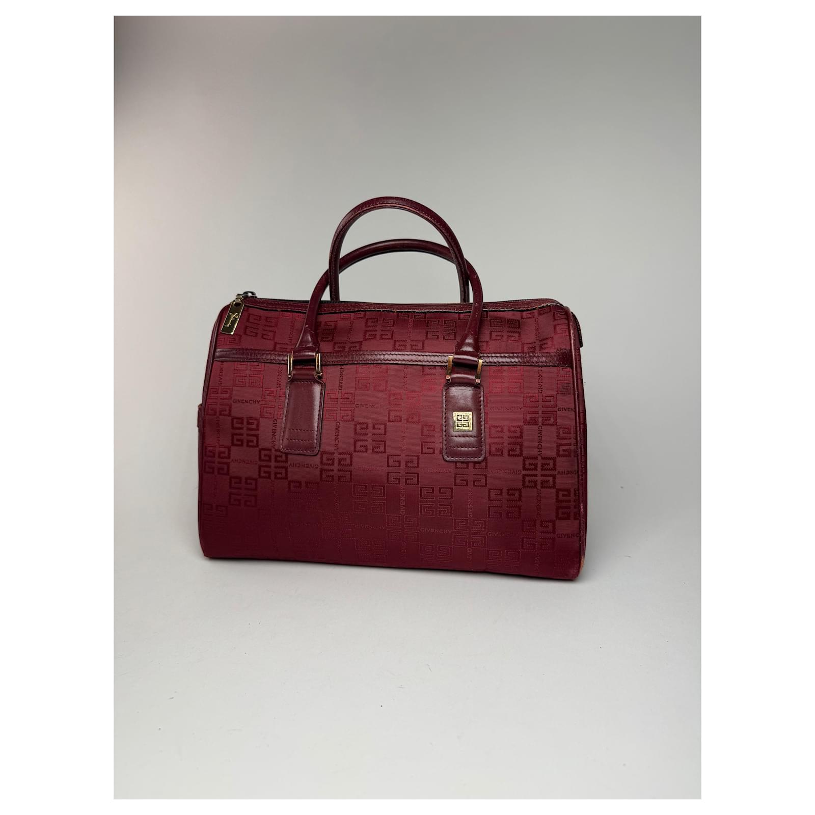 Vintage Givenchy Mini Boston bag burgundy Dark red Leather ref