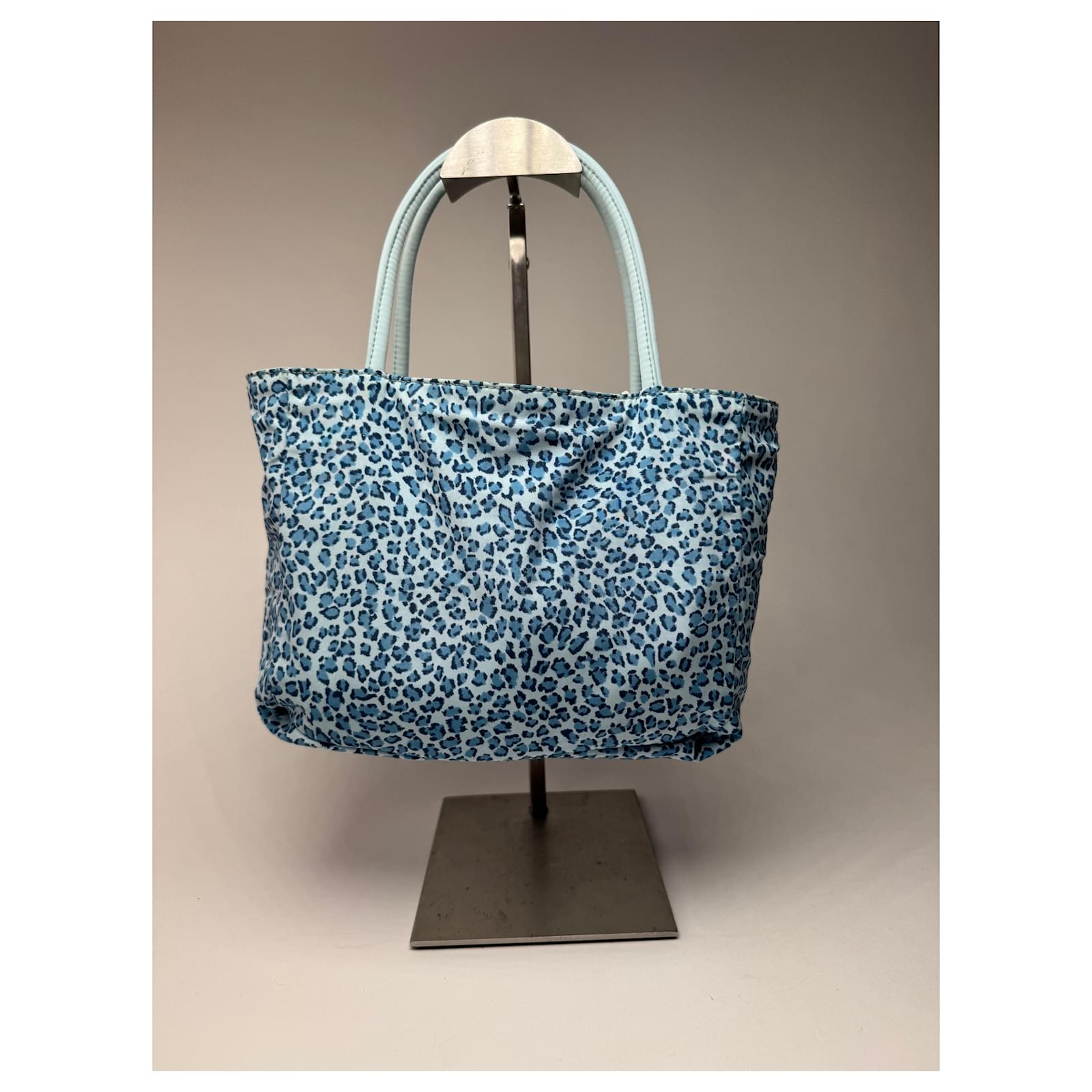 Vintage Bottega Veneta Reversible nylon Shopper bag turquoise blue
