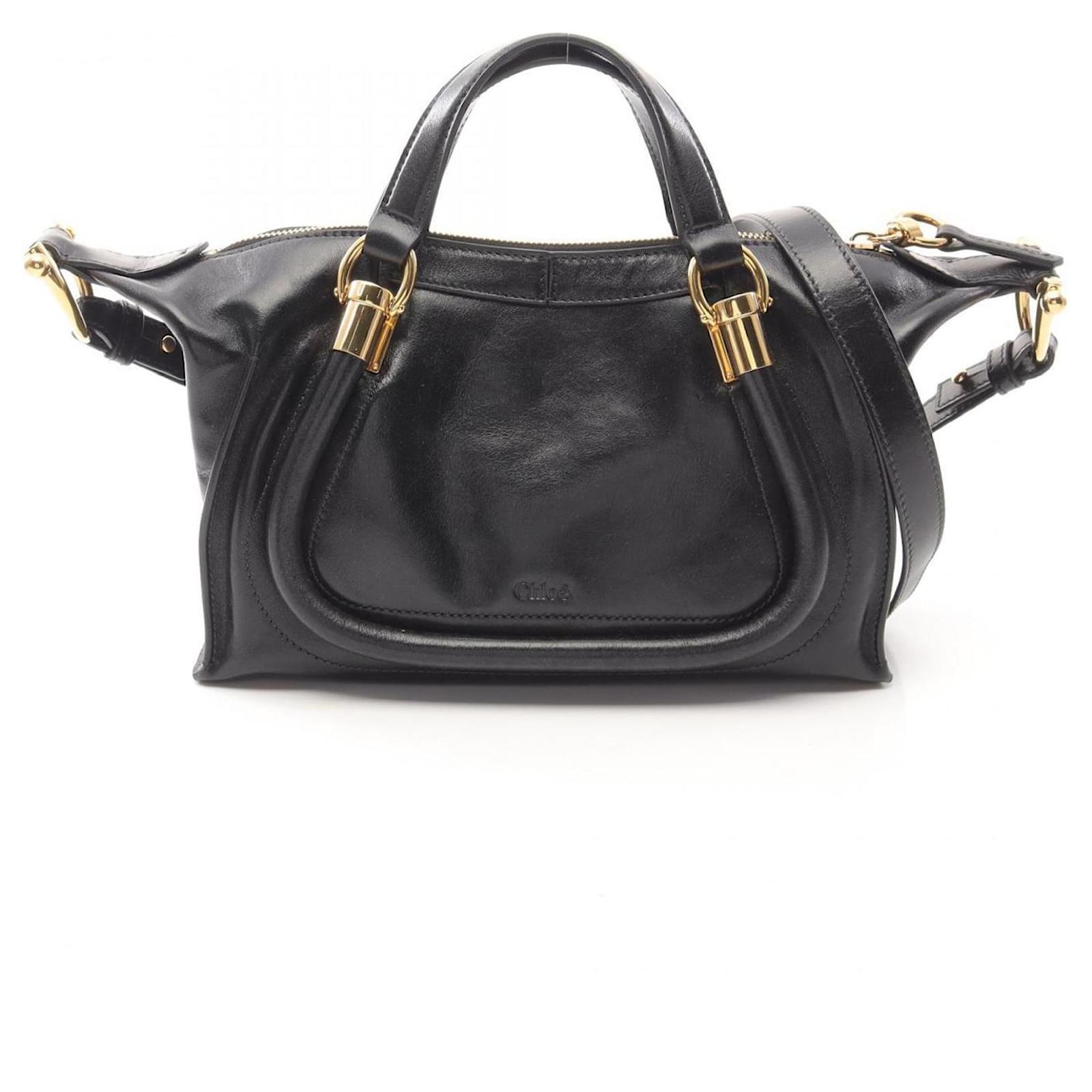 Chloé Paraty 24 Kleine Handtasche Schwarz Leder Joli