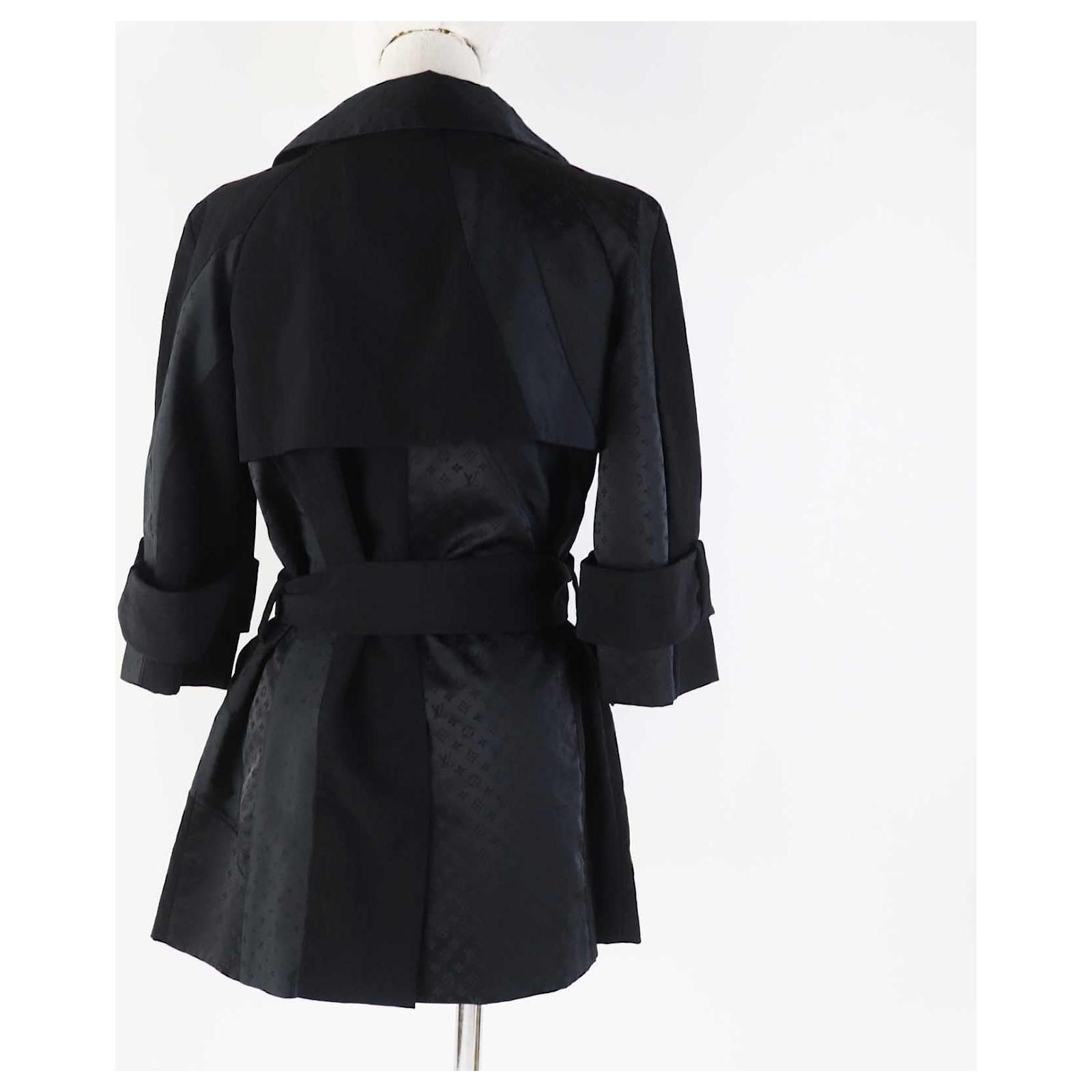 Louis Vuitton Monogram Trench Coat Black 34 Cloth