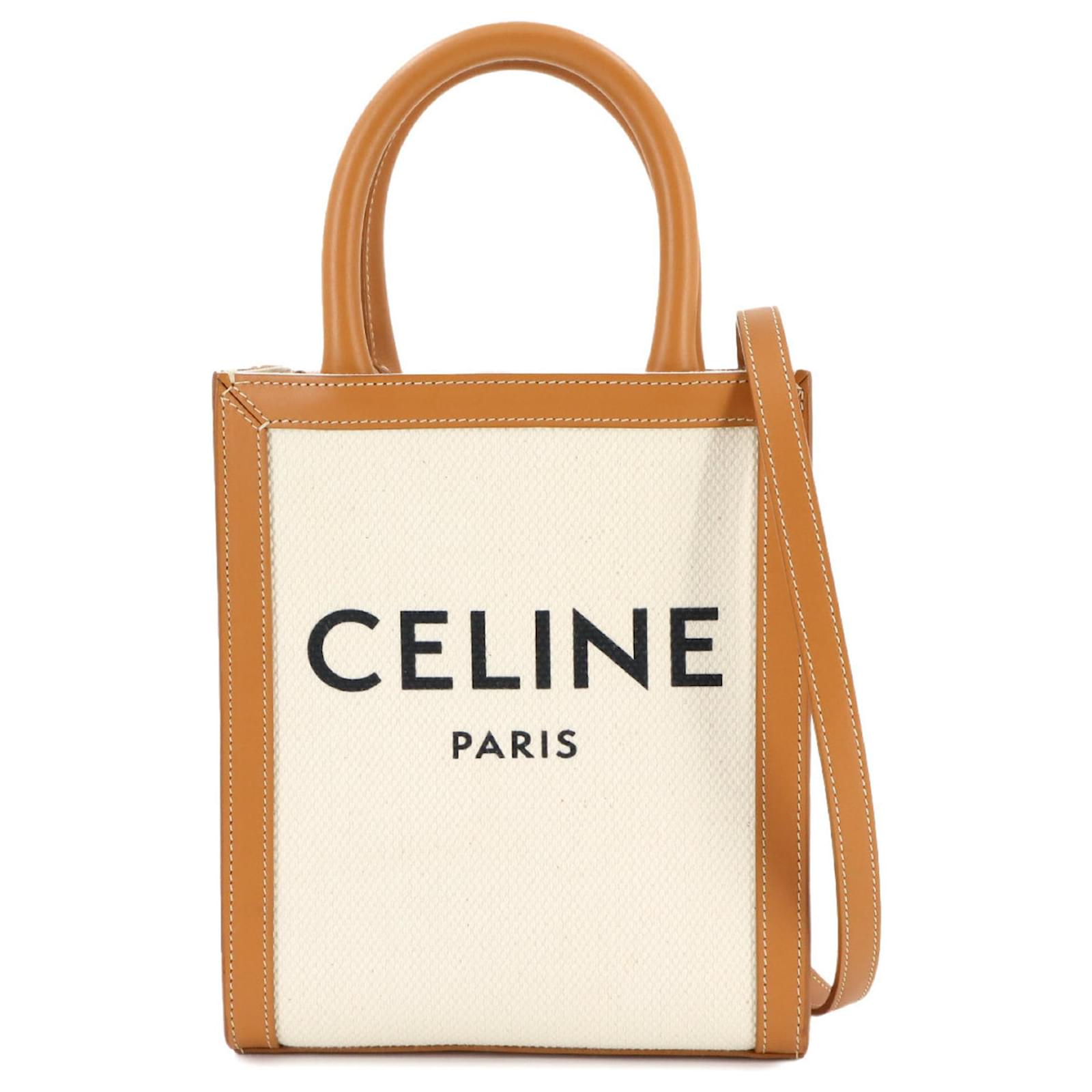 CELINE☆Cabas 2WAY ミニ ショルダーバッグ BROWN Céline Celine Mini Vertical Cabas 2way Tote Shoulder Bag