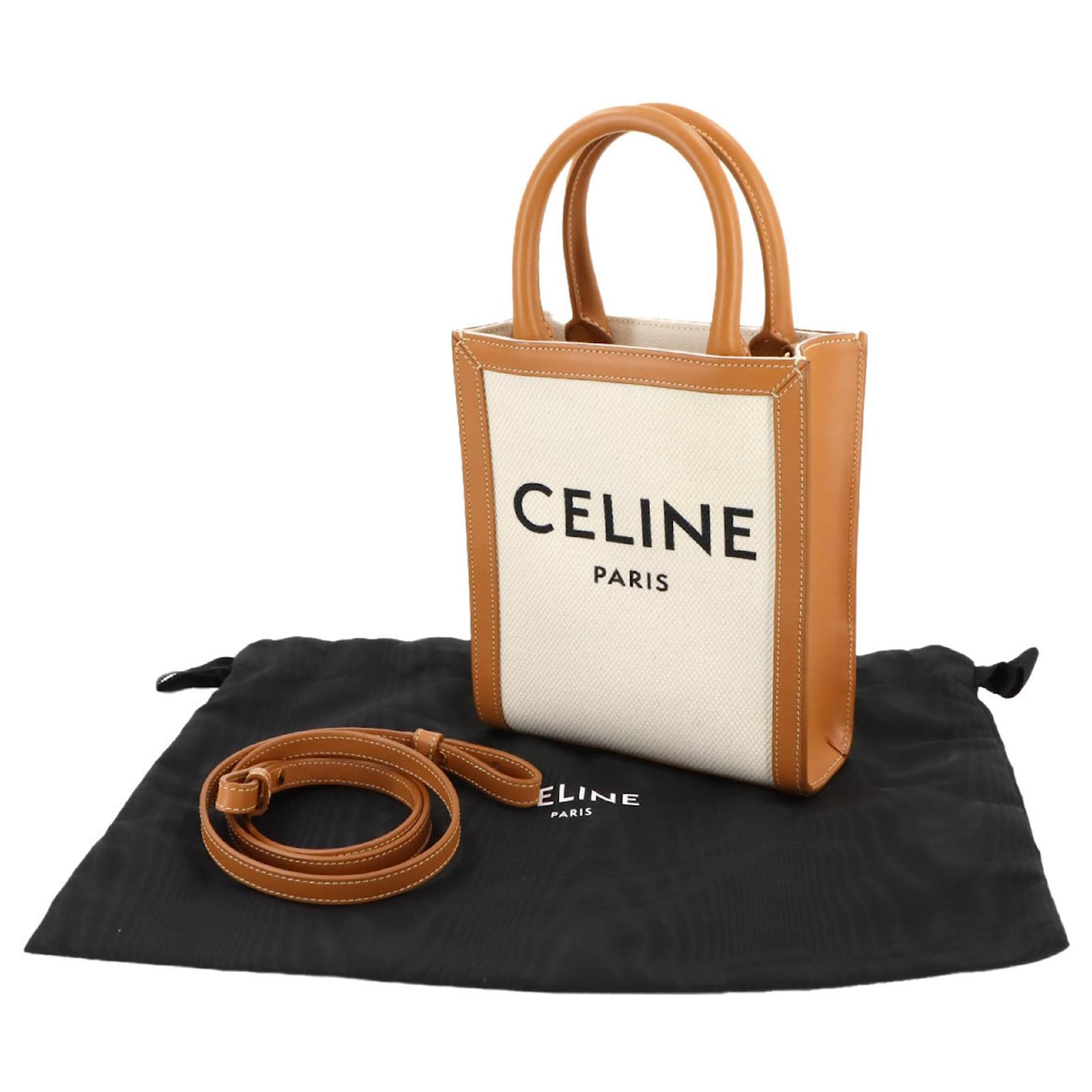 CELINE☆Cabas 2WAY ミニ ショルダーバッグ BROWN Céline Celine Mini Vertical Cabas 2way Tote Shoulder Bag