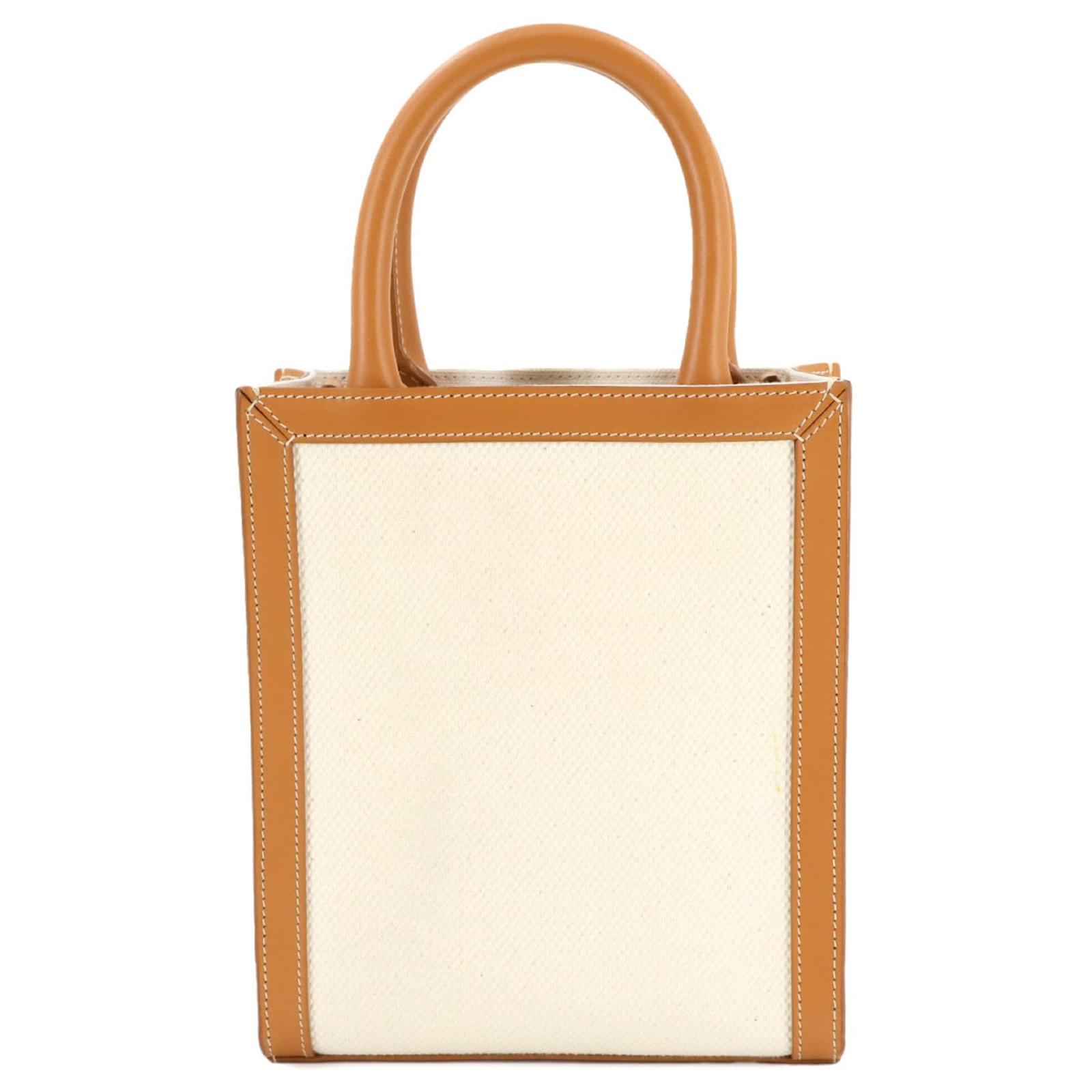 CELINE☆Cabas 2WAY ミニ ショルダーバッグ BROWN Céline Celine Mini Vertical Cabas 2way Tote Shoulder Bag