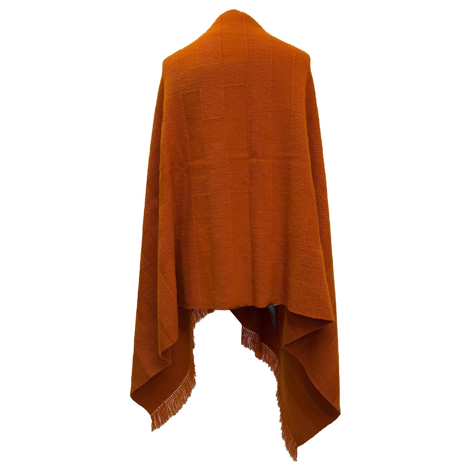 Hermès Rayee H stole in Orange Cashmere Coral Cotton ref