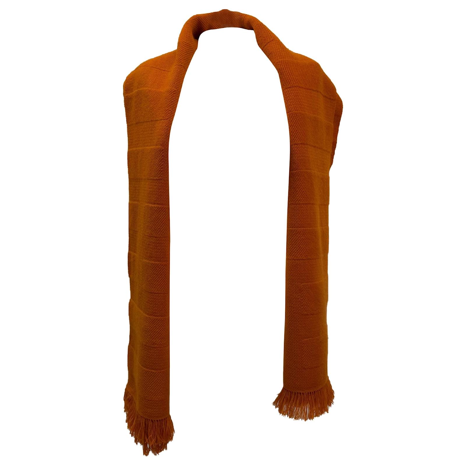 Hermès Rayee H stole in Orange Cashmere Coral Cotton ref