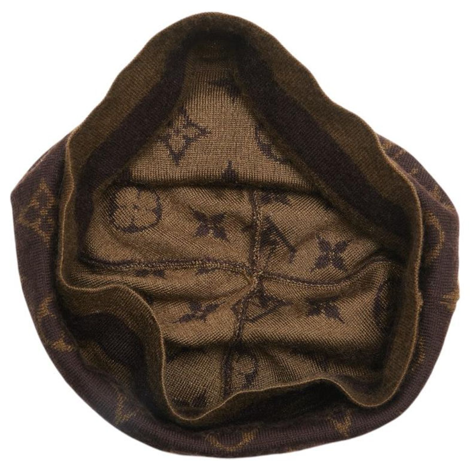 Louis Vuitton Monogram Cashmere Silk Knit Cap Brown Cloth  display picture 1