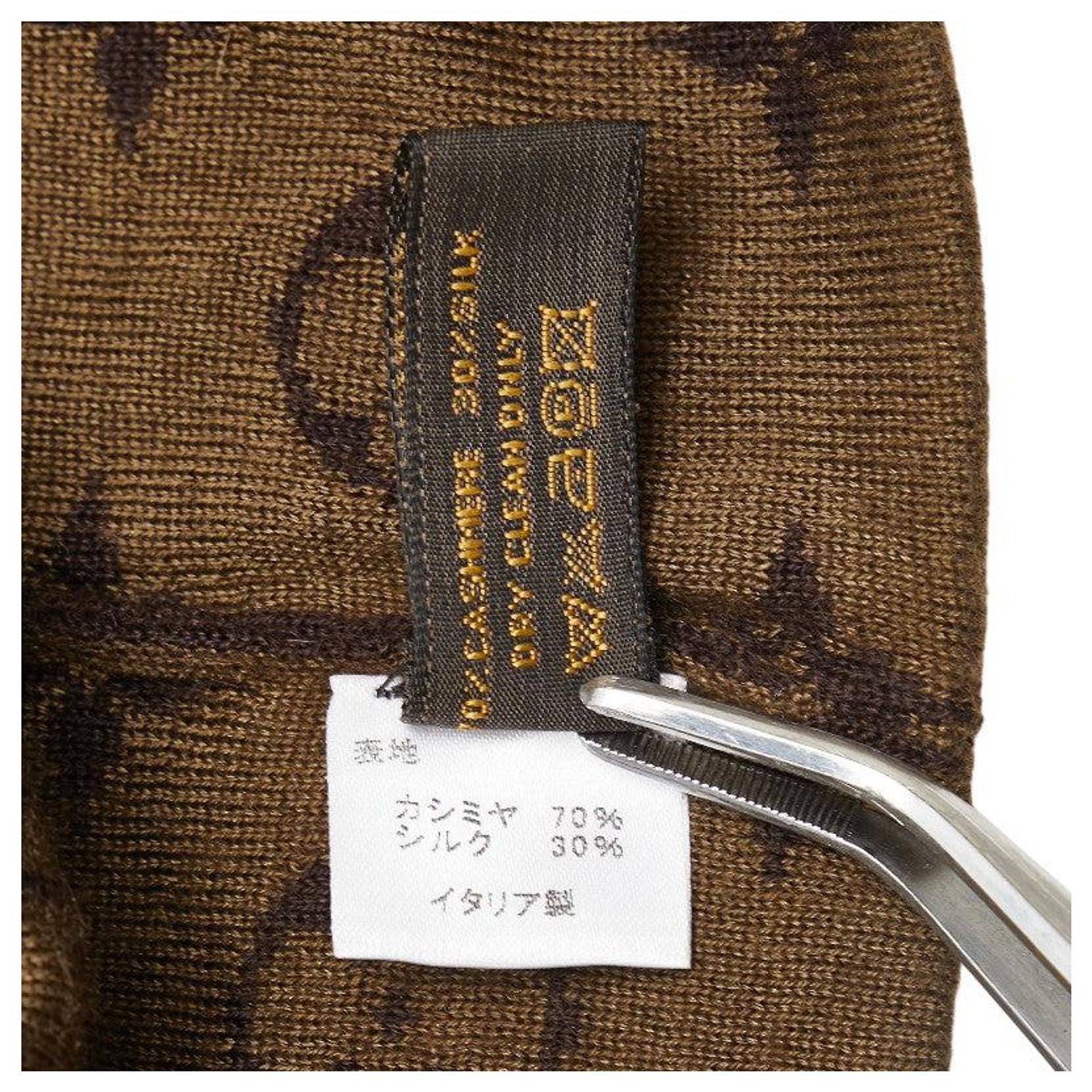 Louis Vuitton Monogram Cashmere Silk Knit Cap Brown Cloth ref