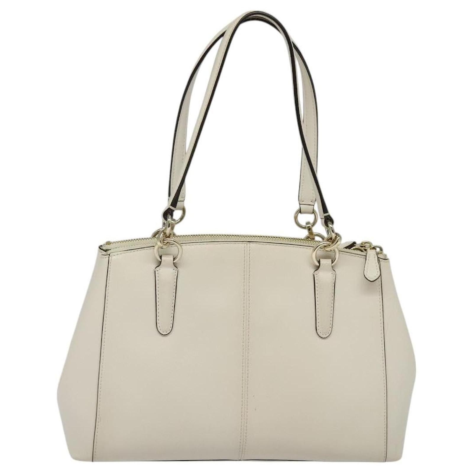 Coach Hand Bag Leather 2way White Gold Auth bs27217 Golden ref