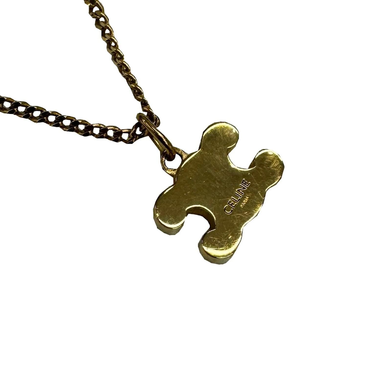 希少✨CELINE Triumph Rhinestone necklace Celine Triomphe Rhinestone Necklace Silver in Brass - US