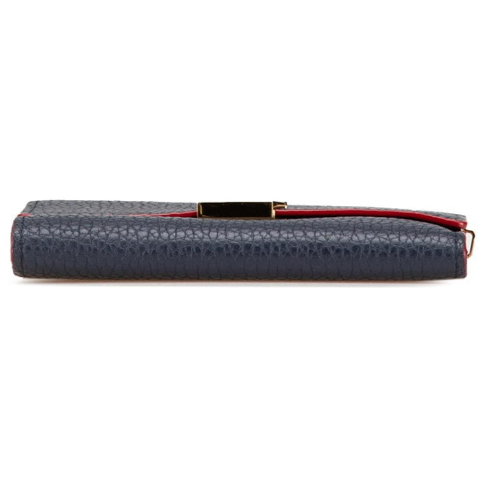 Louis Vuitton Portefeuille Capucines Tri-fold Wallet Red Navy blue Leather  ref.2333556