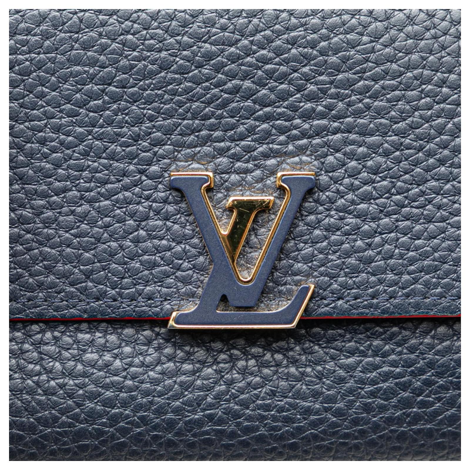 Louis Vuitton Portefeuille Capucines Tri-fold Wallet Red Navy blue Leather  ref.2333556