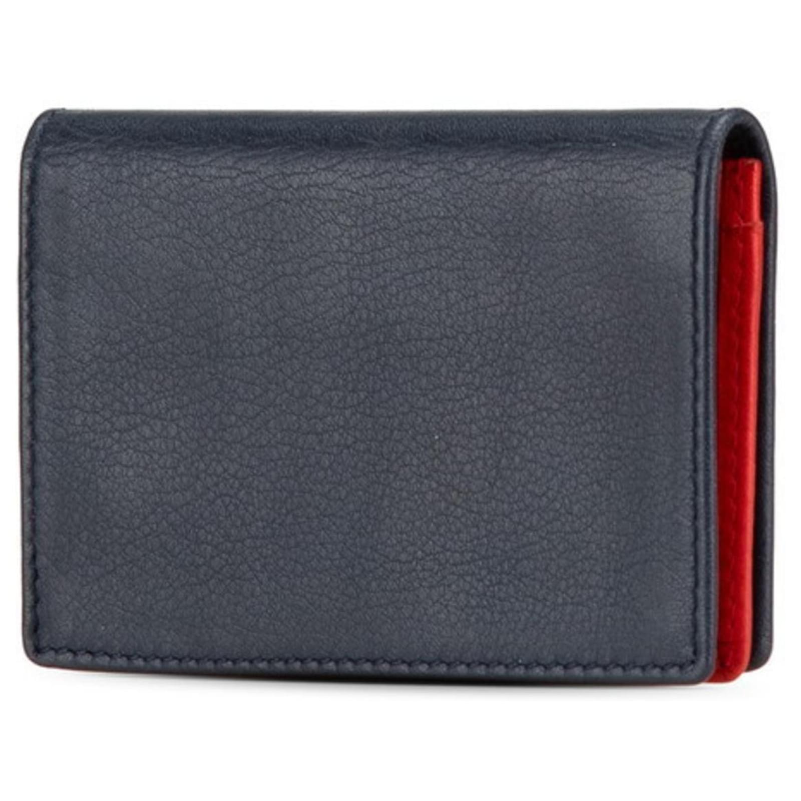 Christian Dior Navy and Red Leather Card Case Navy blue ref