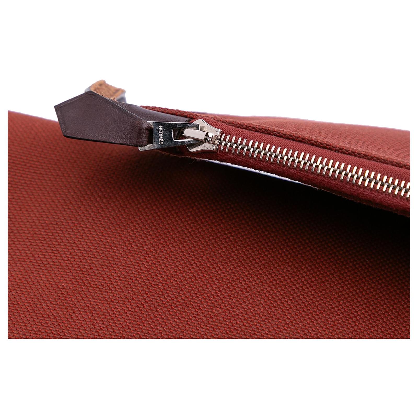 Hermès Red Toile Herbag Zip 31 Dark red Pony-style calfskin