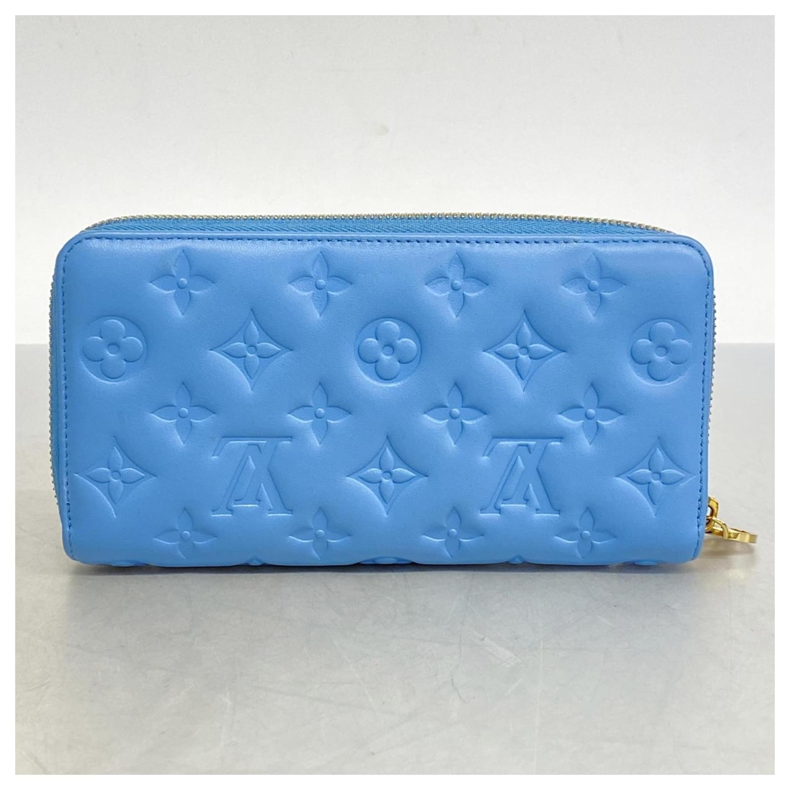 Louis Vuitton Long Wallet Monogram Embossed Zippy M82051 Blue  ref.2334397