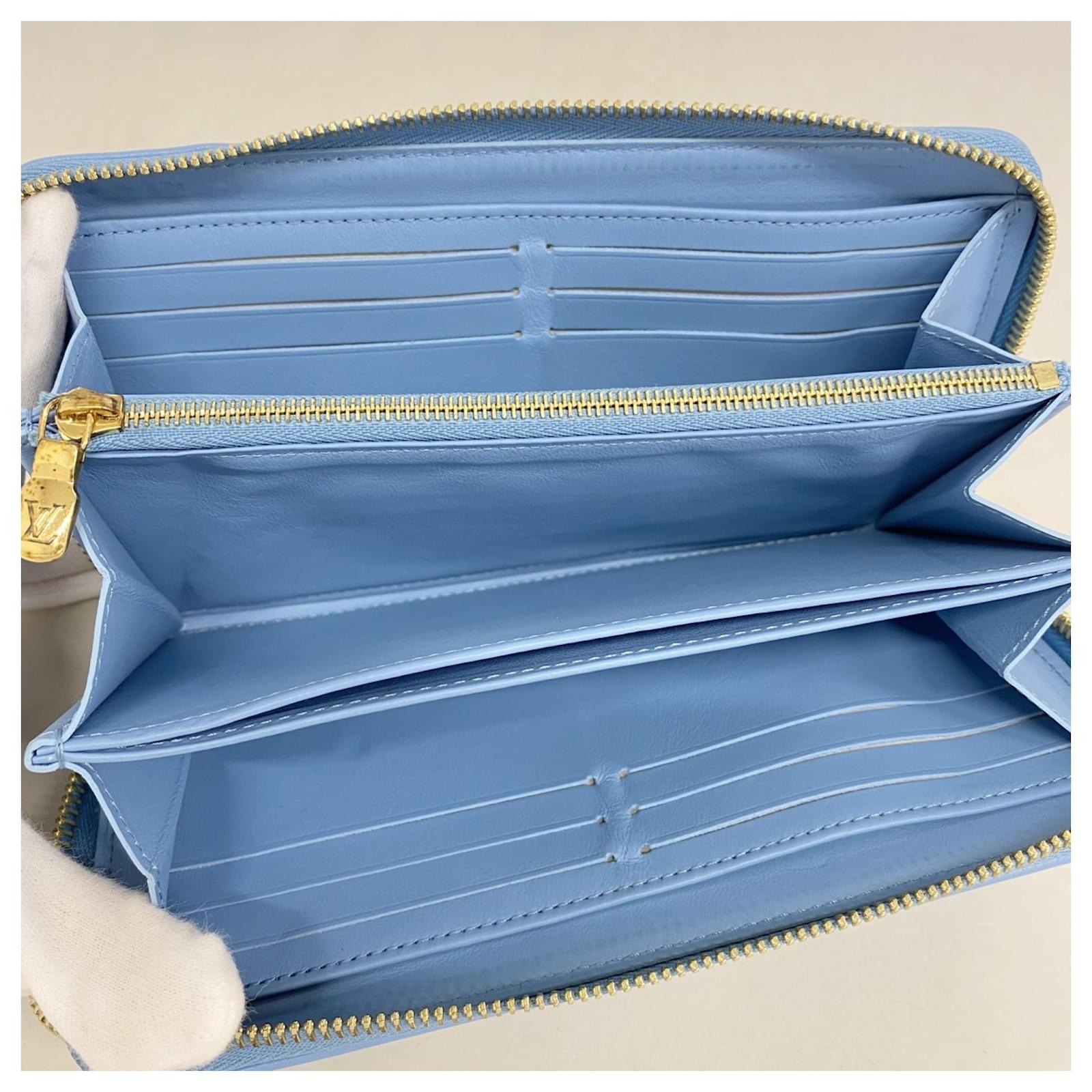 Louis Vuitton Long Wallet Monogram Embossed Zippy M82051 Blue  ref.2334397