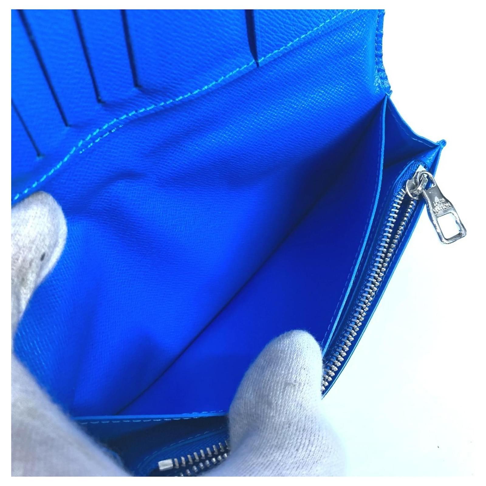 Louis Vuitton Monogram Clouds Portefeuille Brazza Long Wallet White Blue Patent leather  ref.2337713