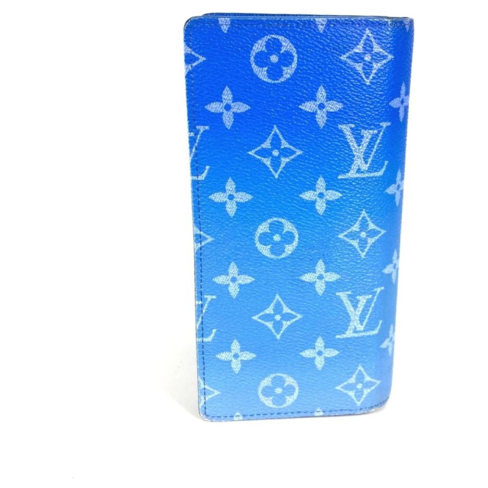 Louis Vuitton Monogram Clouds Portefeuille Brazza Long Wallet White Blue Patent leather  ref.2337713