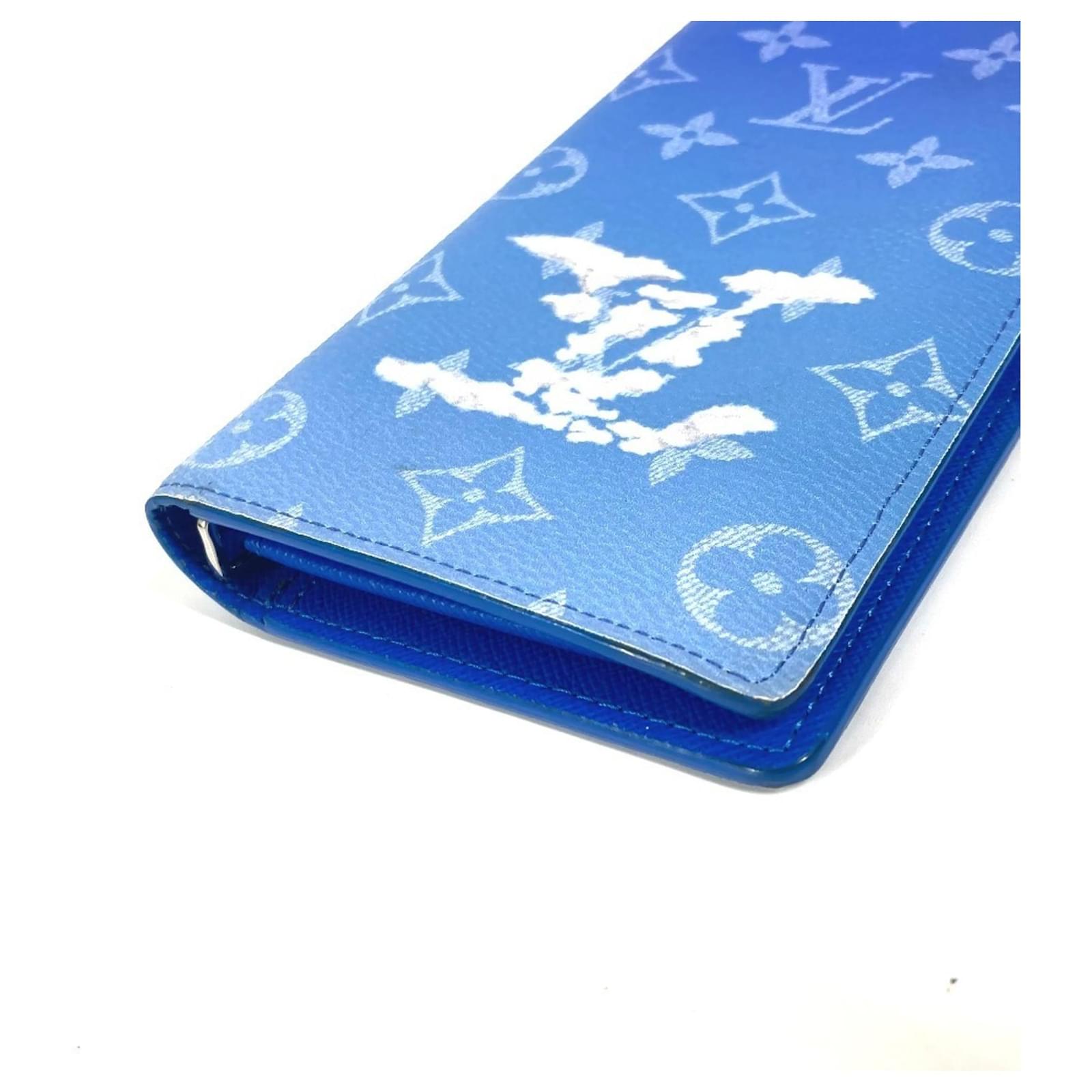 Louis Vuitton Monogram Clouds Portefeuille Brazza Long Wallet White Blue Patent leather  ref.2337713
