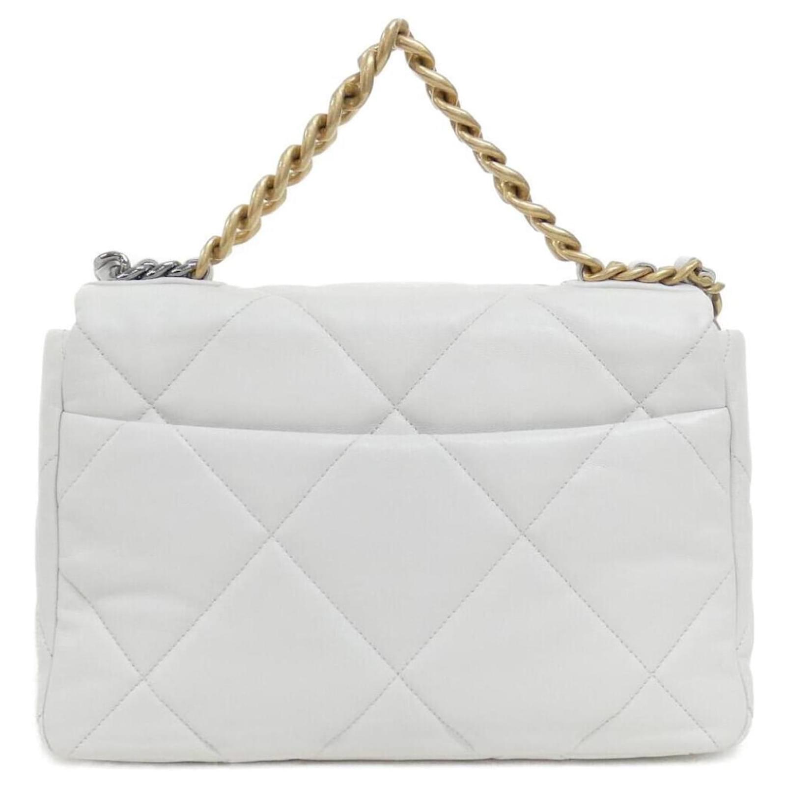 Bolso de Hombro Chanel 19 AS1161 Blanco Cuero Joli
