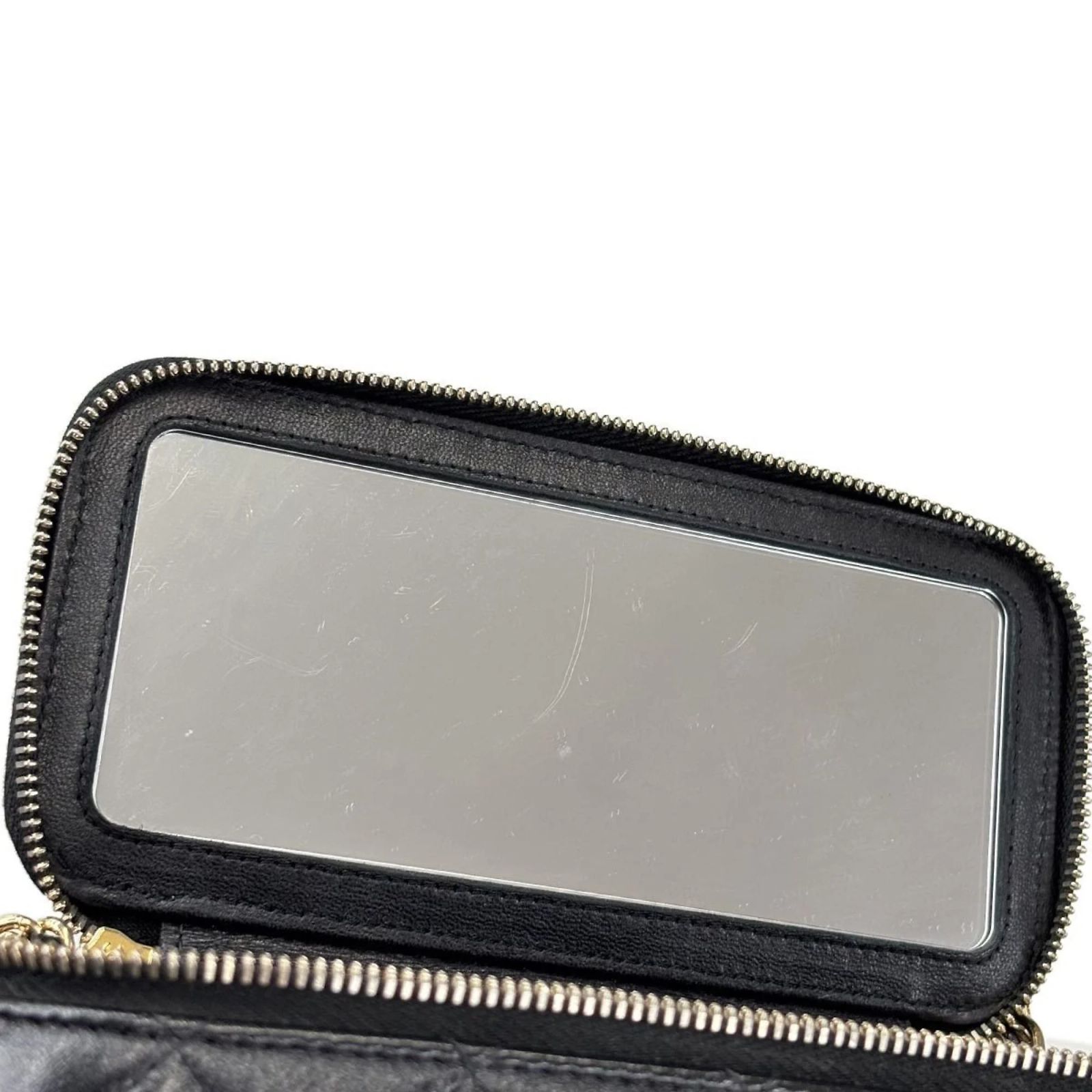 Chanel Matelasse Vanity 2way Hand Chain Shoulder Bag Black Leather