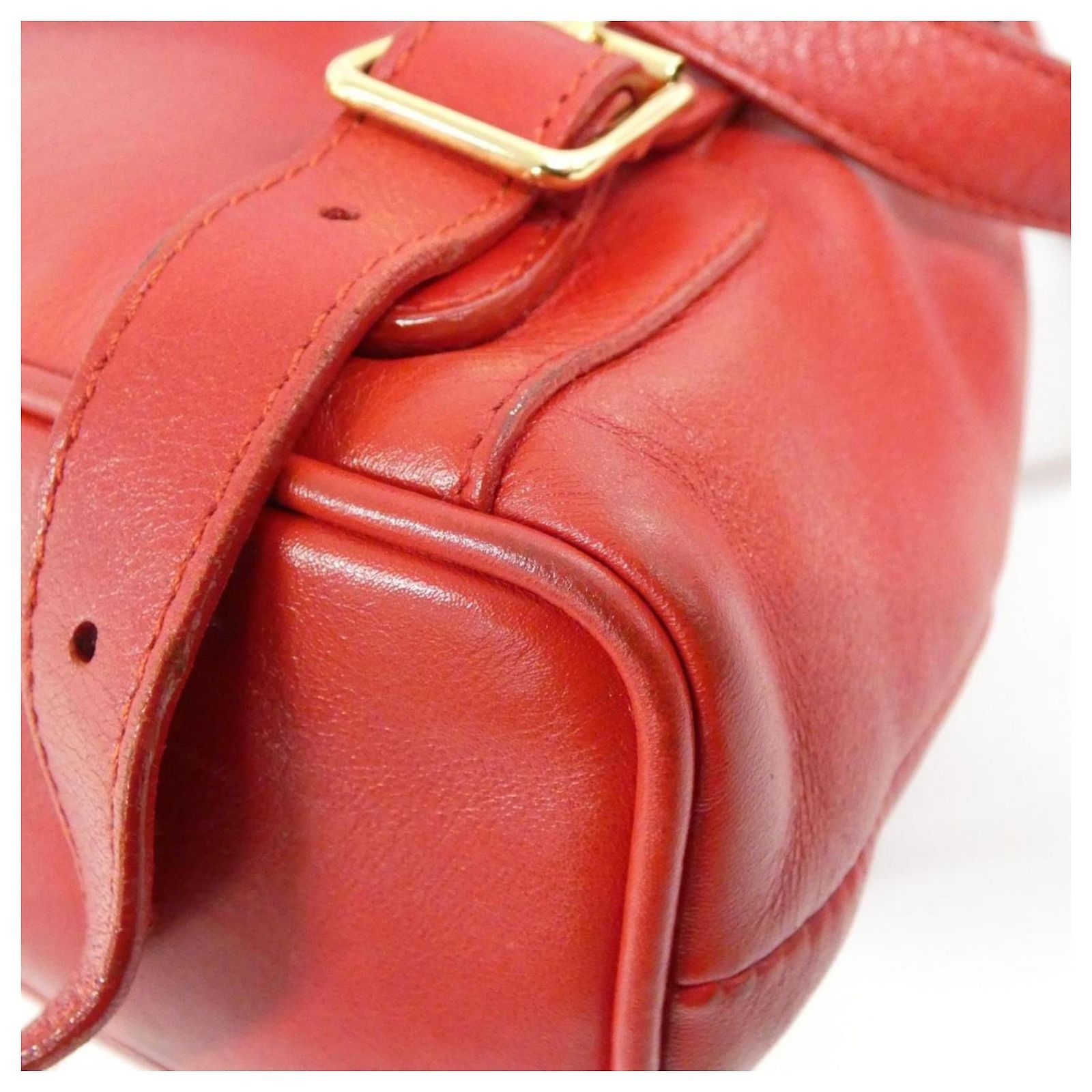 GUCCI Bamboo Backpack Suede Leather Red Gold 003 2852 0030 0 Auth th5663 GUCCI Bamboo Backpack Suede Leather Red Gold 003 2852 0030 0  main image 2