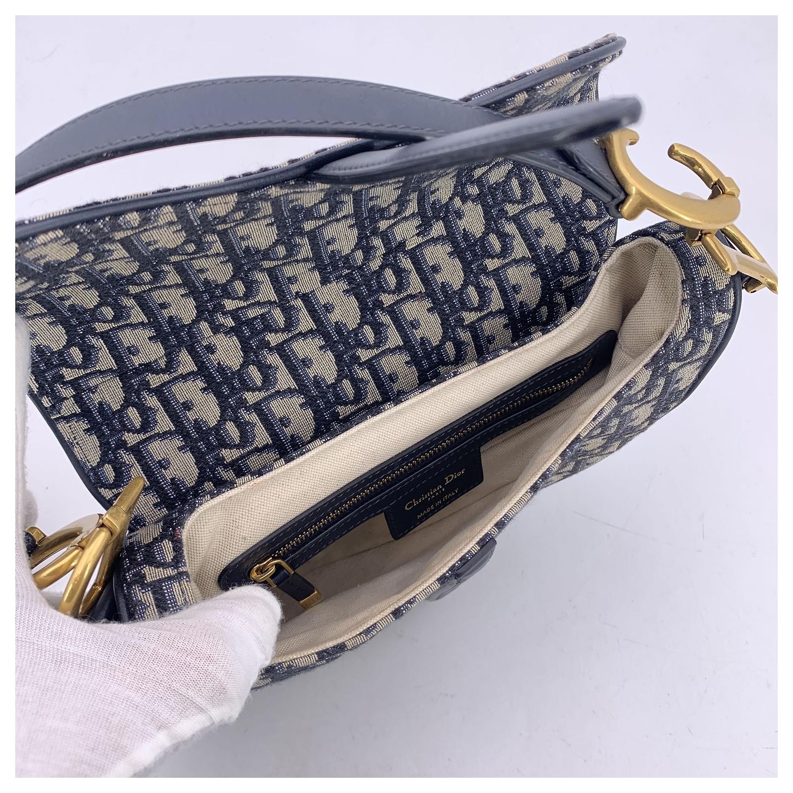dior-christian-blue-jacquard-oblique-canvas-medium-saddle-bag-sold