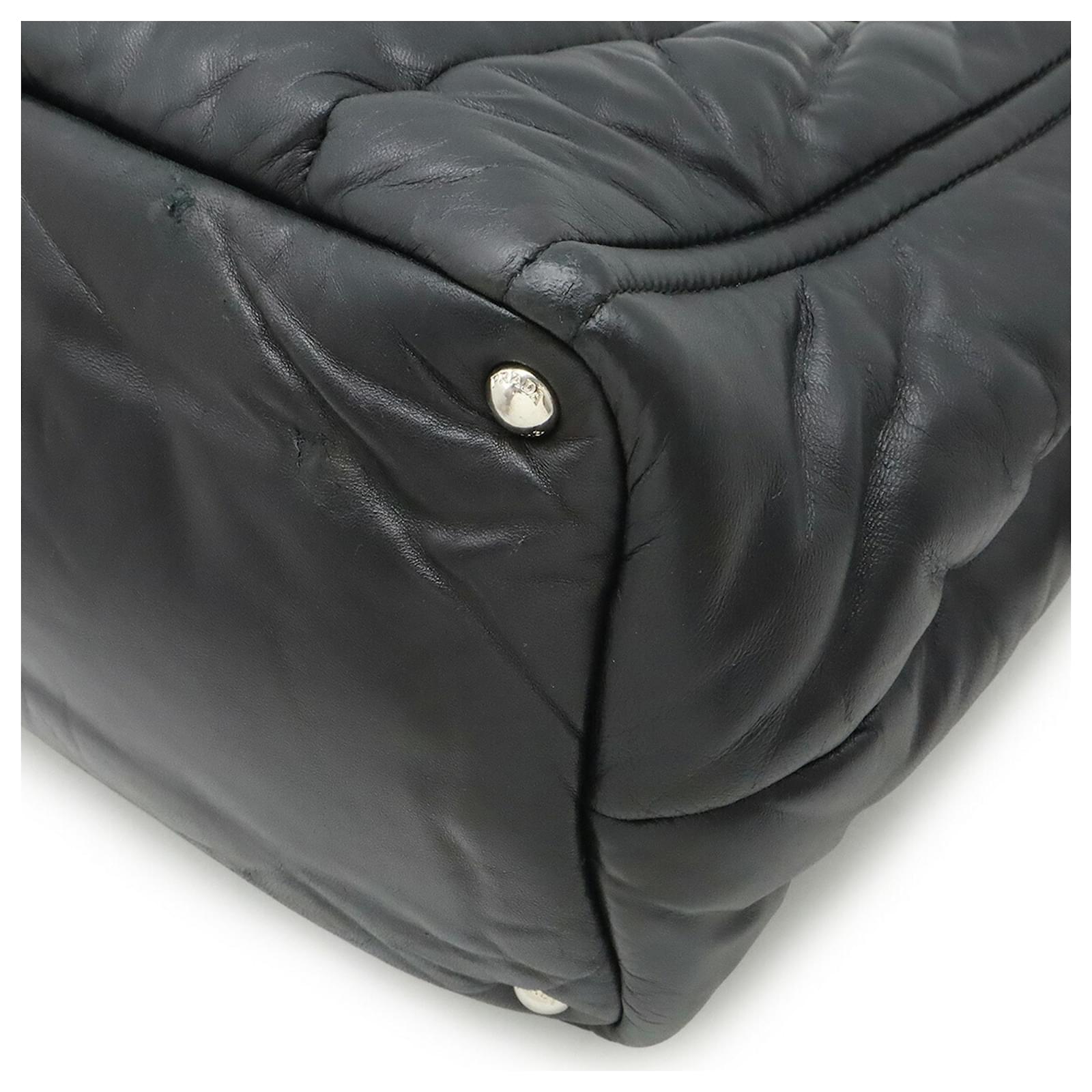 Prada Nappa Bomber Tote Bag Black Leather ref.JC2339966 (Sold