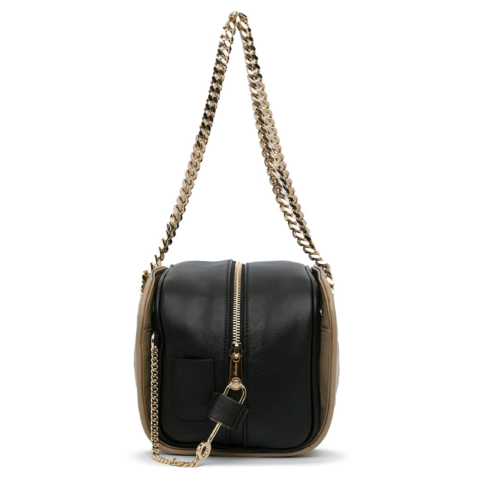 Burberry Quilted Cube Chain Shoulder Bag Brown Leather