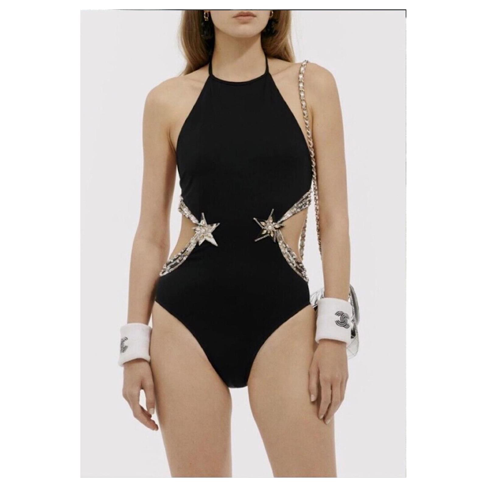 Chanel Iconic Swimsuit 38/40 Black Polyamide ref.2342220