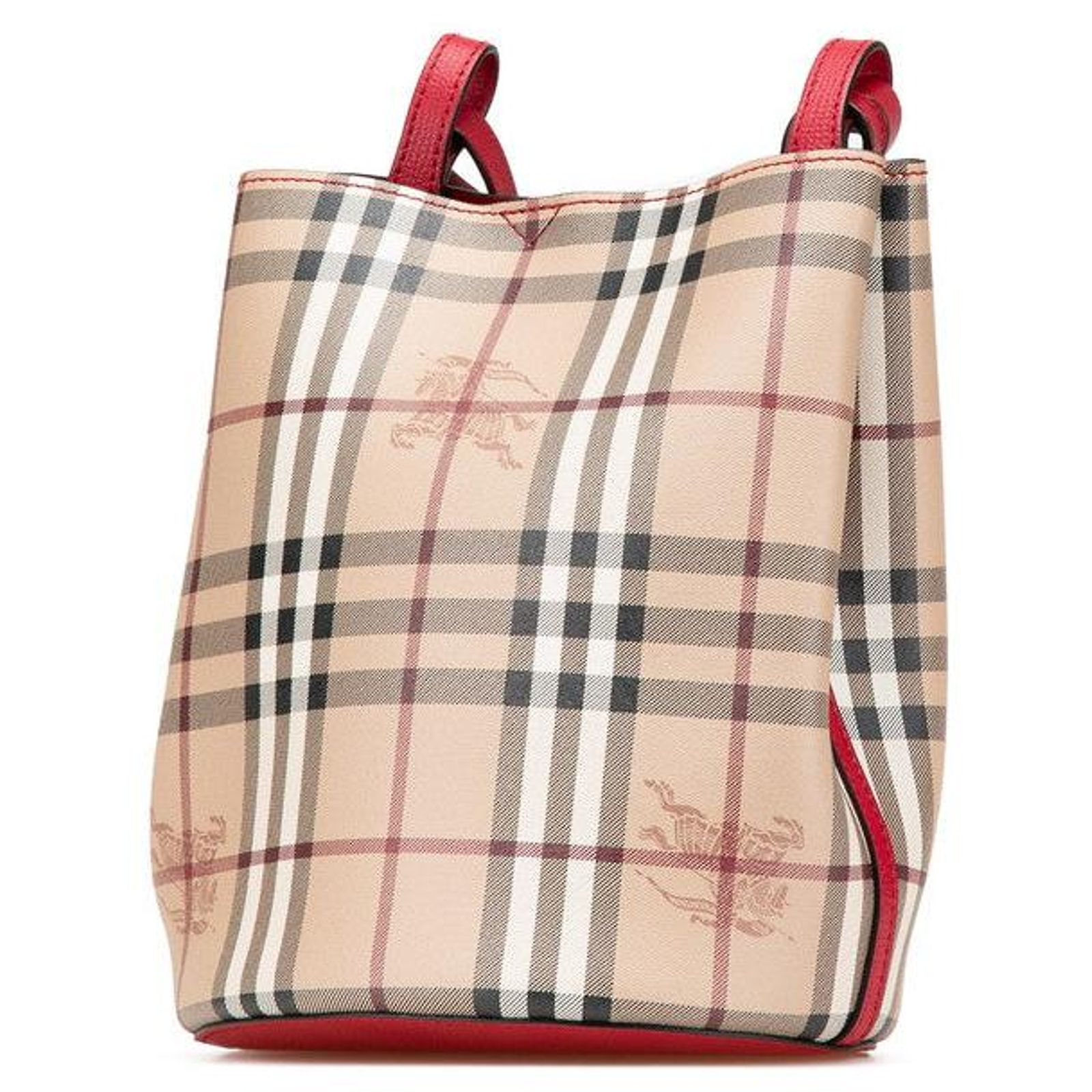 Burberry Nova Check Shadow Horse PVC Leather Shoulder Bag Brown 