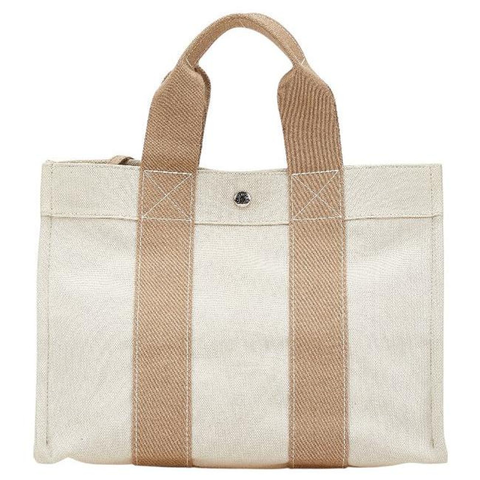 Hermès Hermes Bora Bora PM Canvas Tote Bag Brown Beige Cloth ref