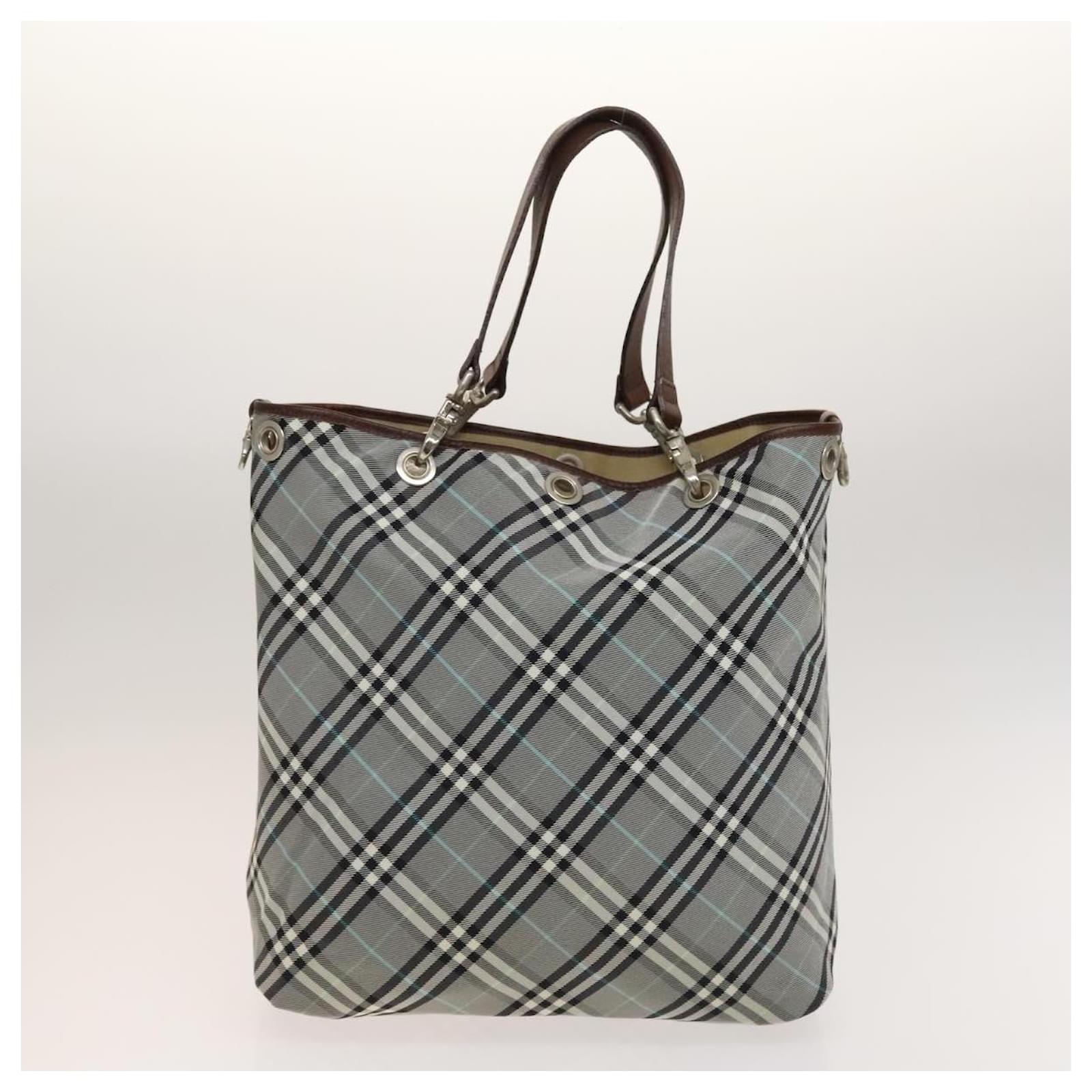 BURBERRY BLUE LABEL トートバッグ グレー BURBERRY Blue Label Tote Bag Canvas Beige Silver Auth bs27140