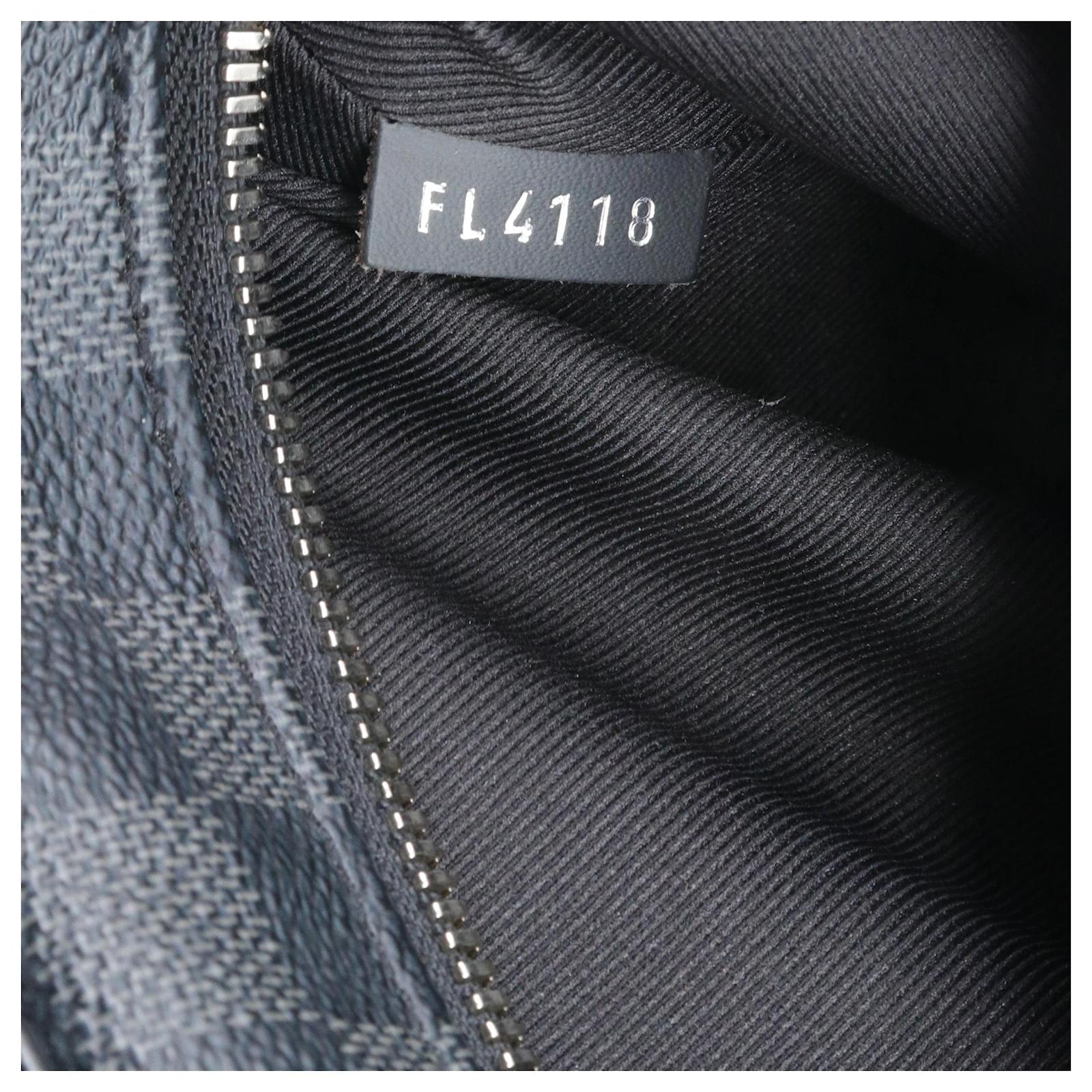 LOUIS VUITTON - Louis Vuitton Josh backpack in black leather and graphite damier canvas Cloth  ref.2355366