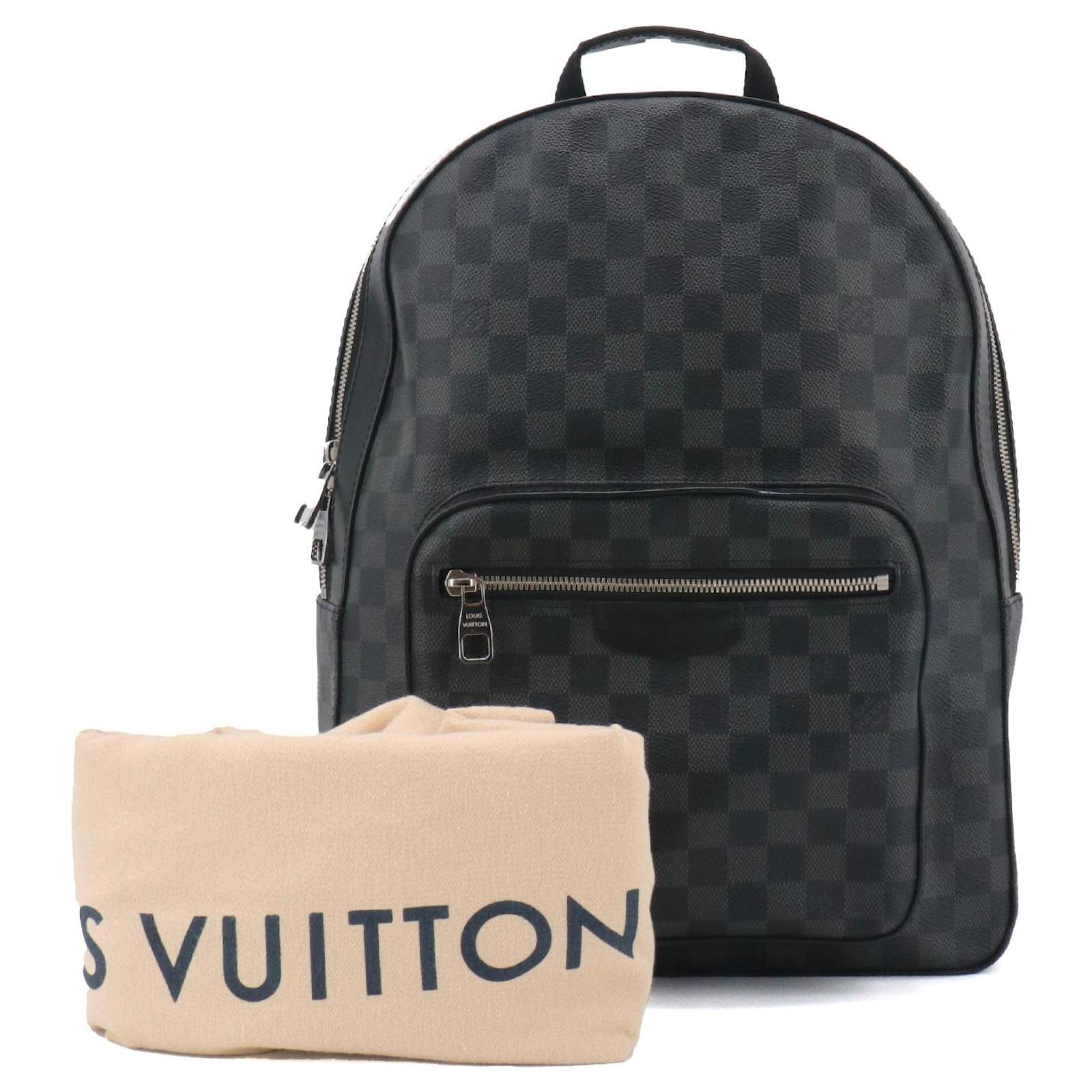 LOUIS VUITTON - Louis Vuitton Josh backpack in black leather and graphite damier canvas Cloth  ref.2355366