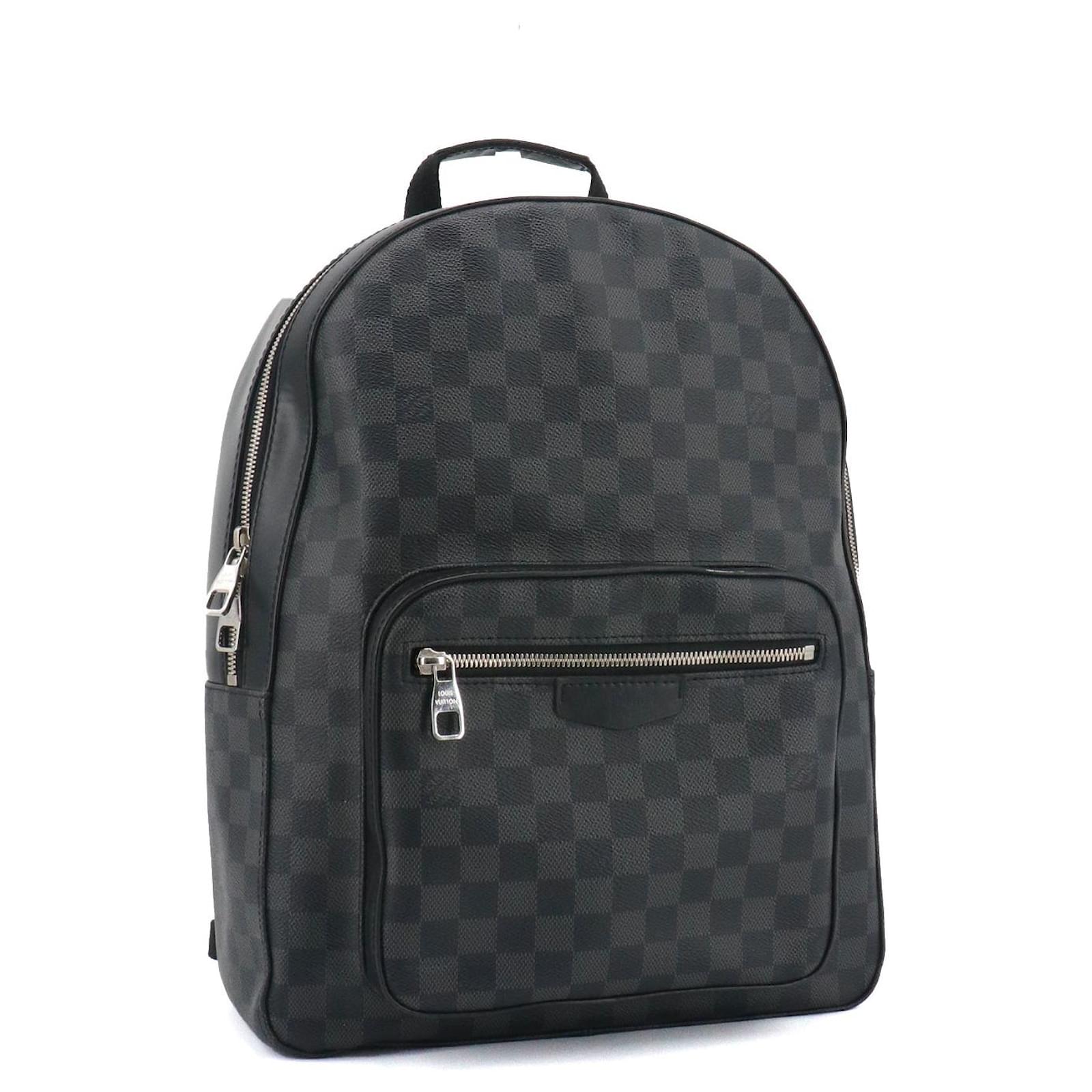 LOUIS VUITTON - Louis Vuitton Josh backpack in black leather and graphite damier canvas Cloth  ref.2355366