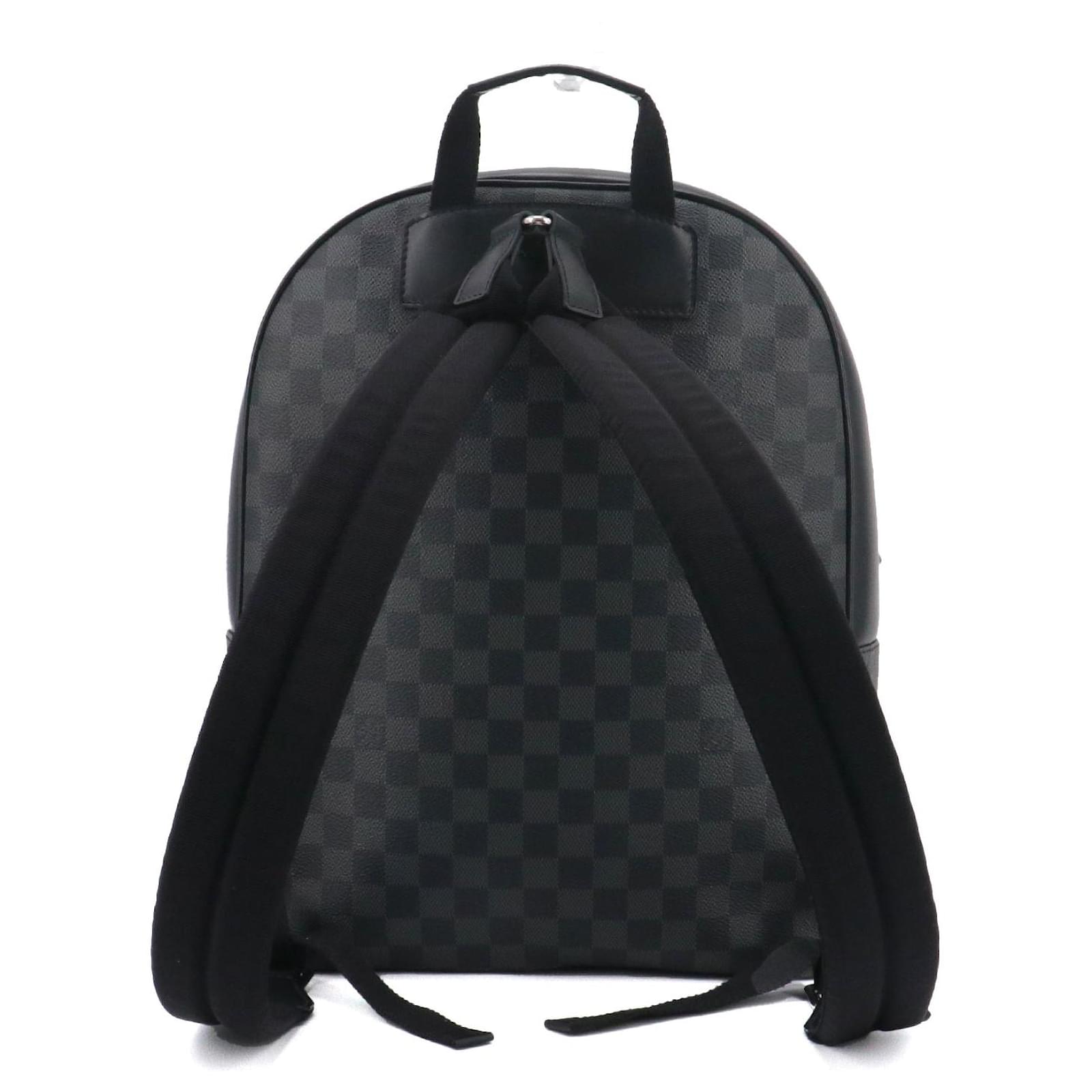 LOUIS VUITTON - Louis Vuitton Josh backpack in black leather and graphite damier canvas Cloth  ref.2355366