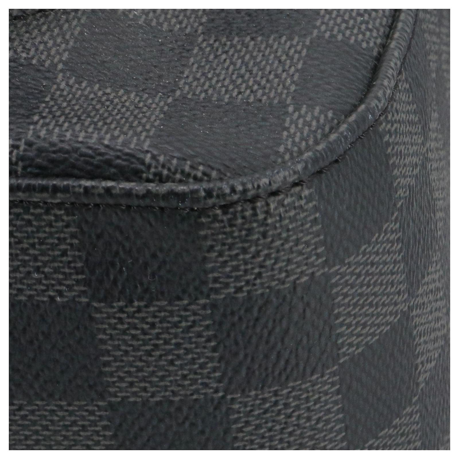 LOUIS VUITTON - Louis Vuitton Josh backpack in black leather and graphite damier canvas Cloth  ref.2355366