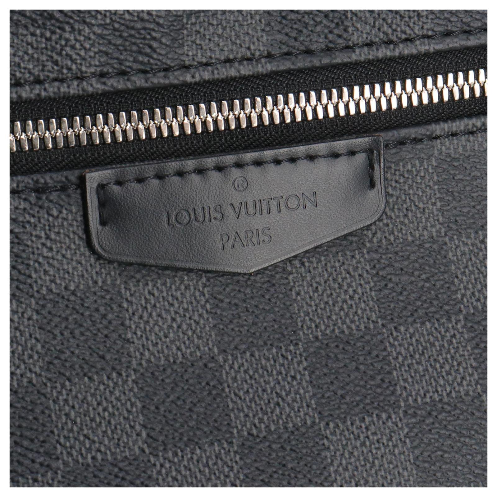 LOUIS VUITTON - Louis Vuitton Josh backpack in black leather and graphite damier canvas Cloth  ref.2355366