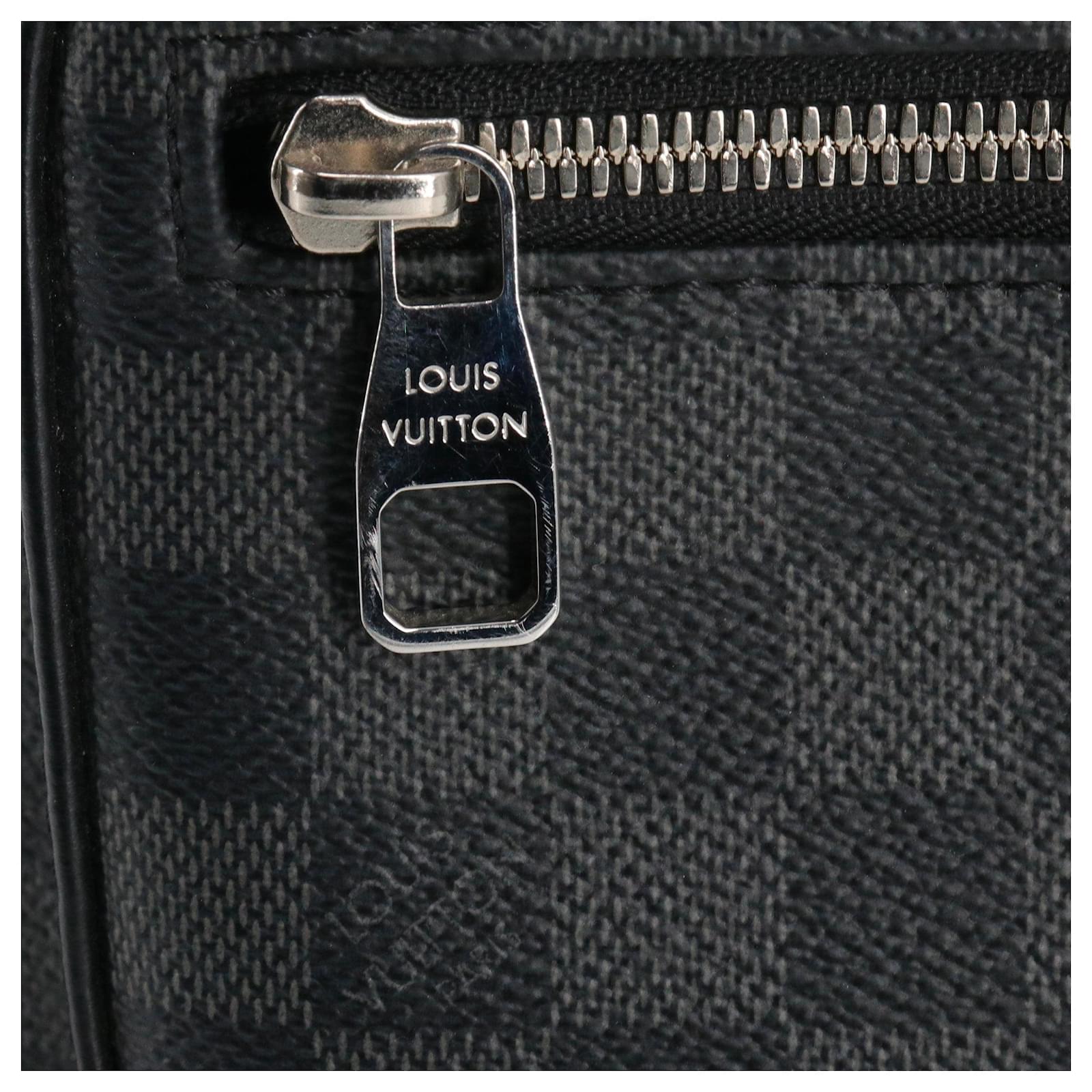 LOUIS VUITTON - Louis Vuitton Josh backpack in black leather and graphite damier canvas Cloth  ref.2355366