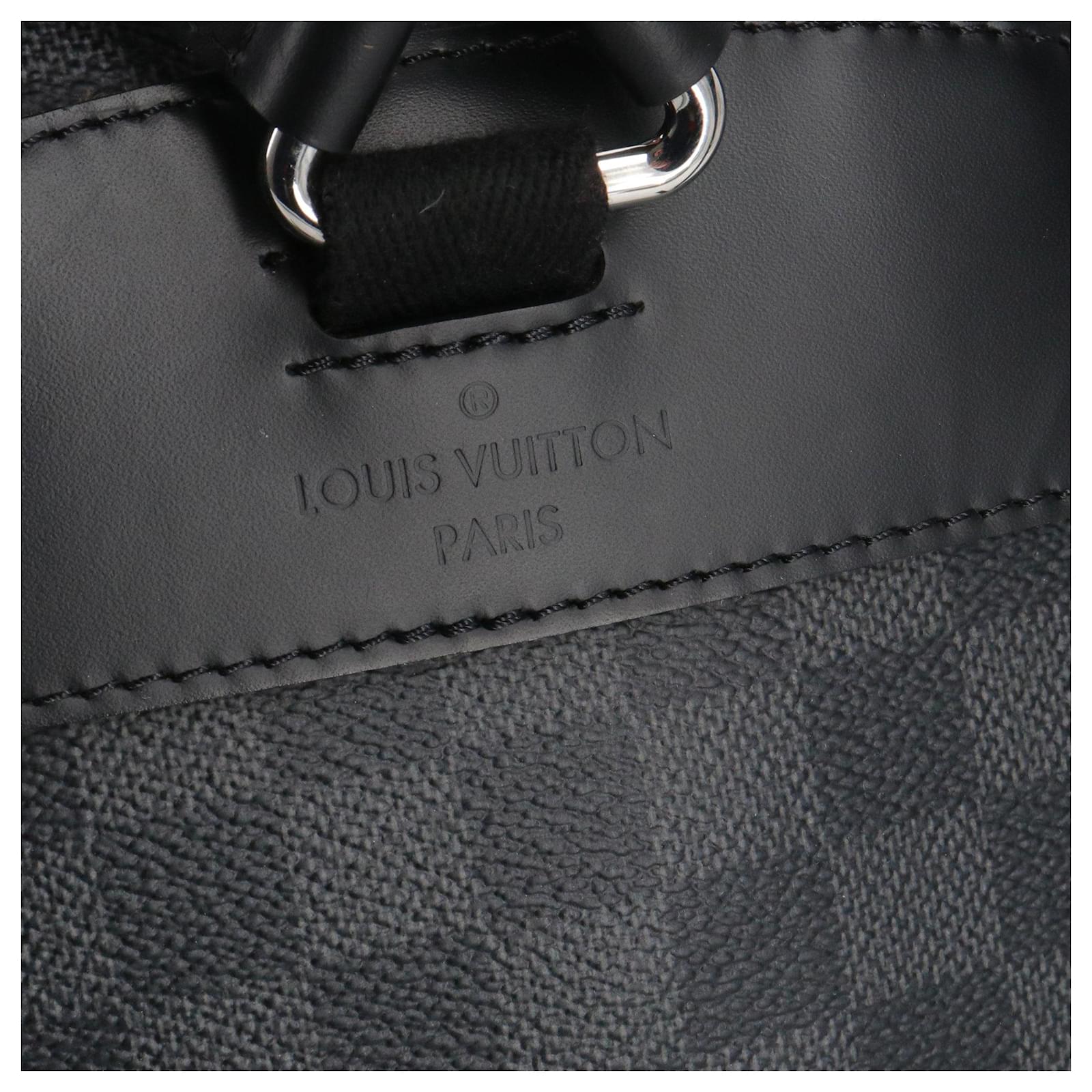 LOUIS VUITTON - Louis Vuitton Josh backpack in black leather and graphite damier canvas Cloth  ref.2355366