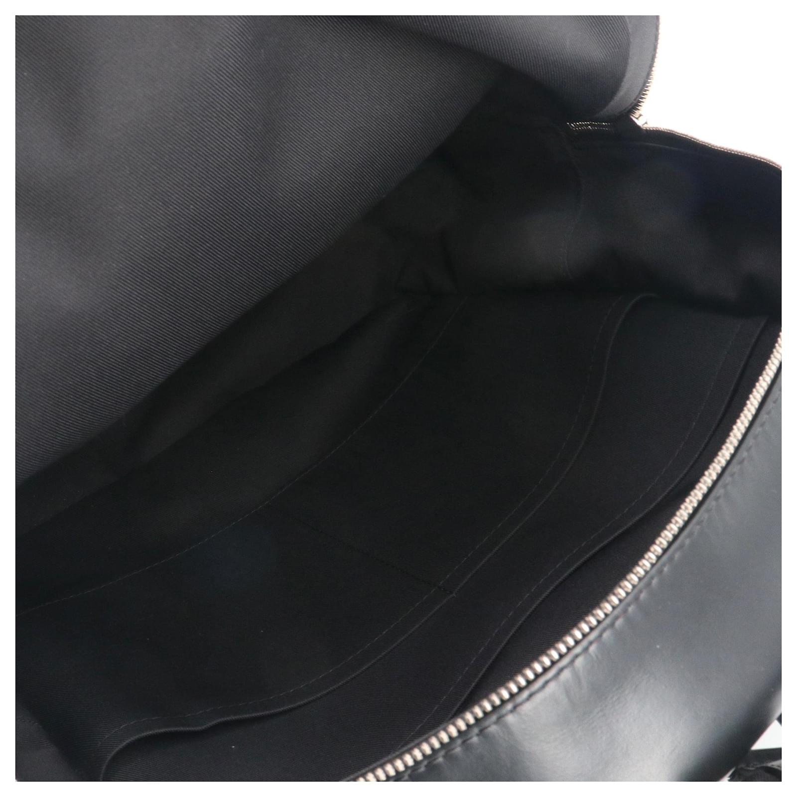 LOUIS VUITTON - Louis Vuitton Josh backpack in black leather and graphite damier canvas Cloth  ref.2355366