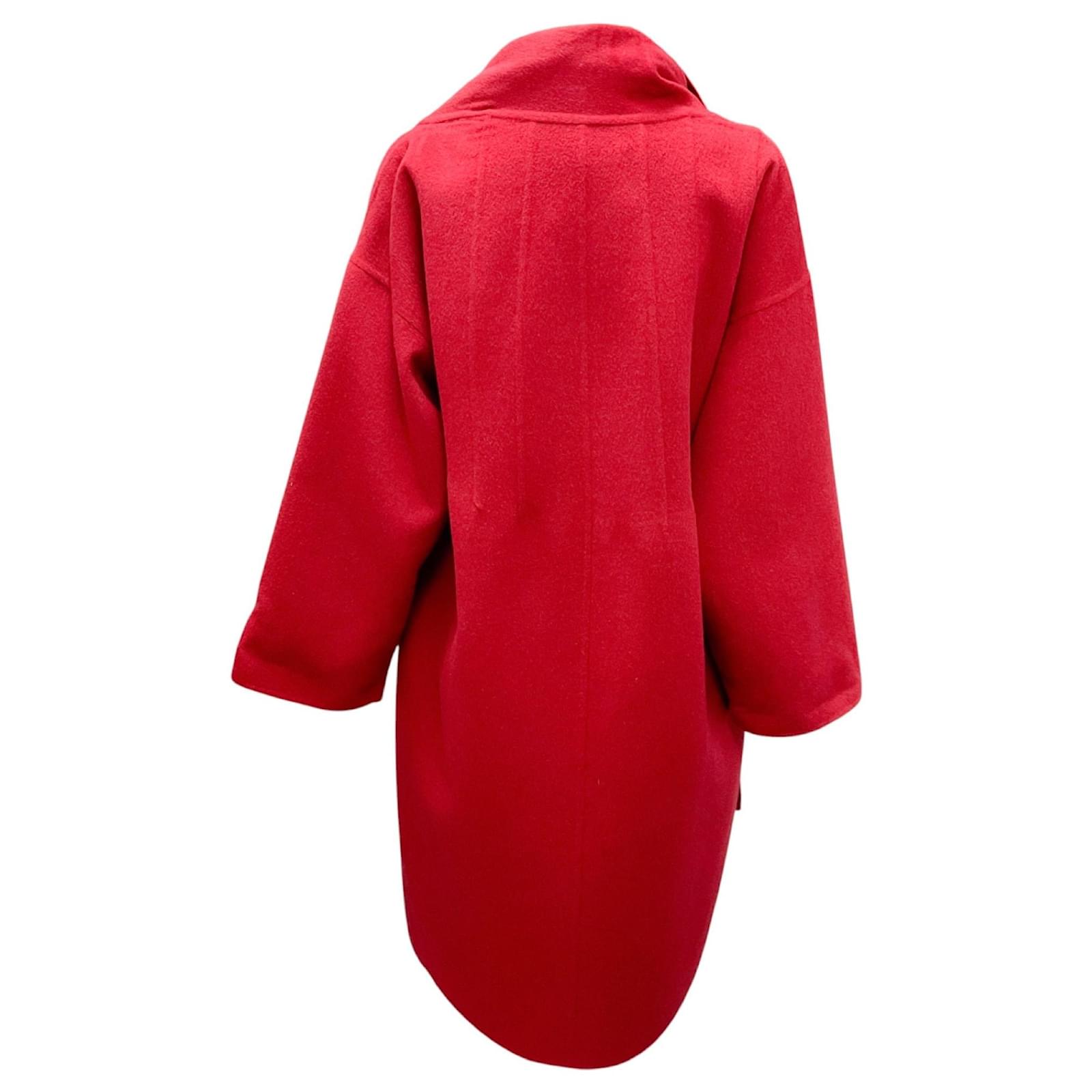 Oscar de la Renta Farbblock Wolle und Kaschmir Mantel Rot Pink