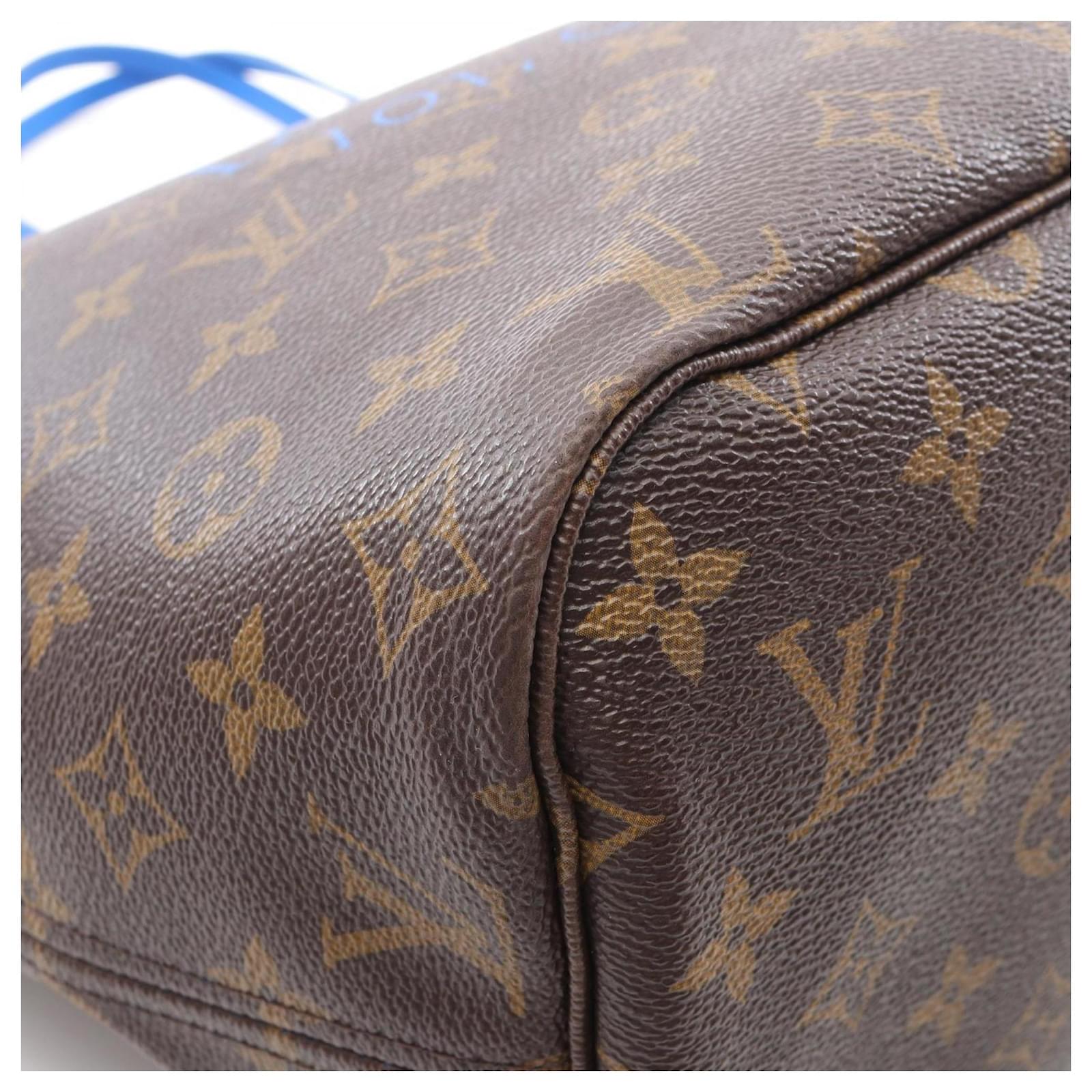 Louis Vuitton Neverfull MM Tote Bag Brown Blue Monogram Cloth  ref.2356760