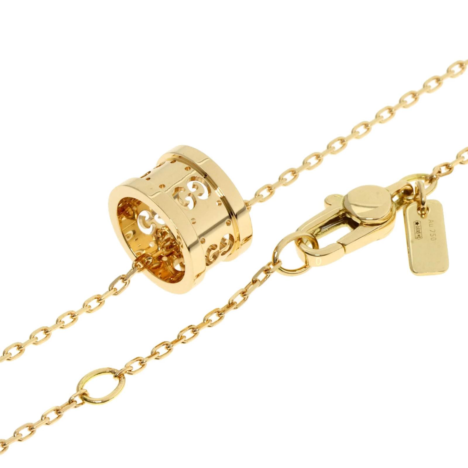 Gucci Icon Toile Necklace in 18K Yellow Gold Joli Closet