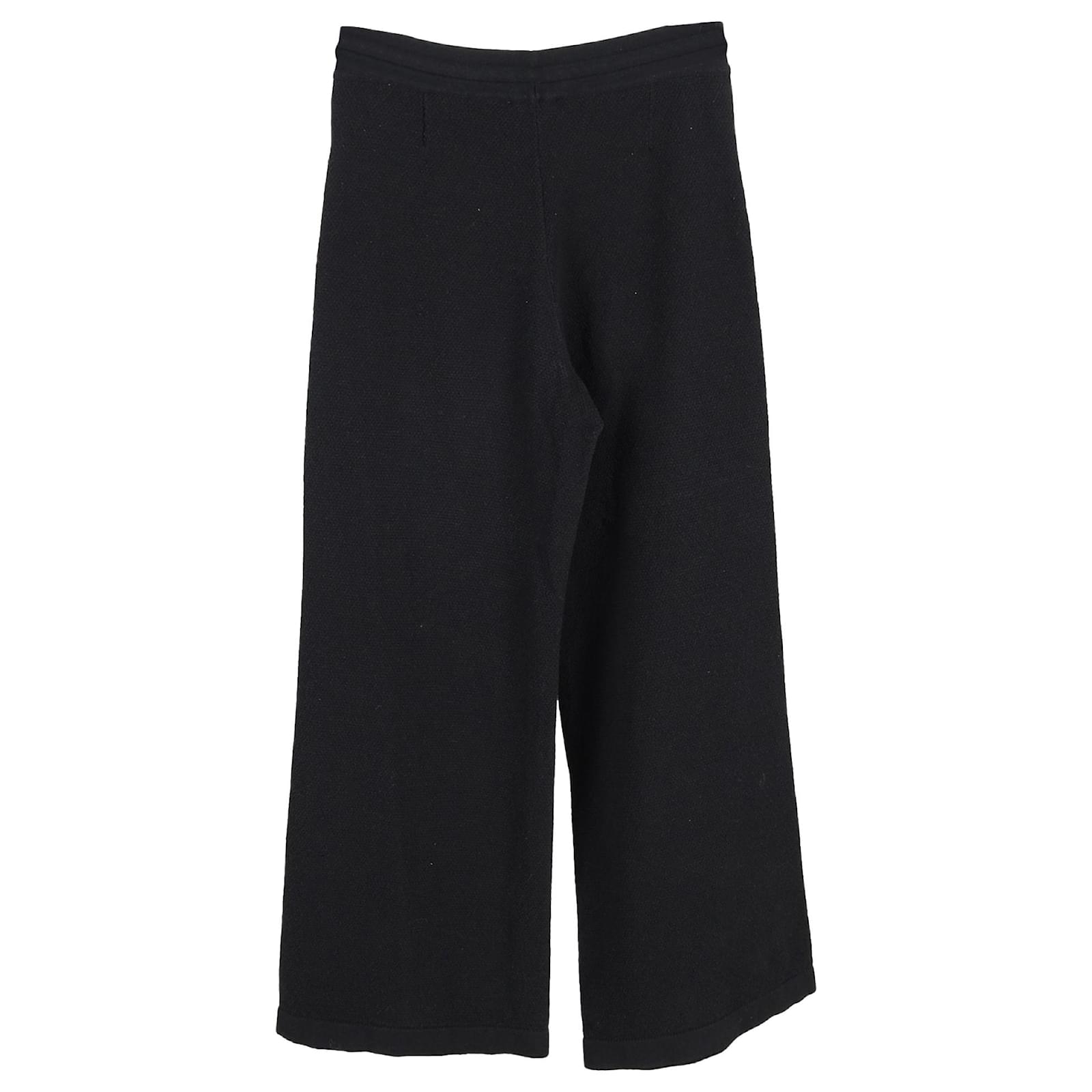 Timeless Chanel Wide-Leg Pants in Black Cotton Joli