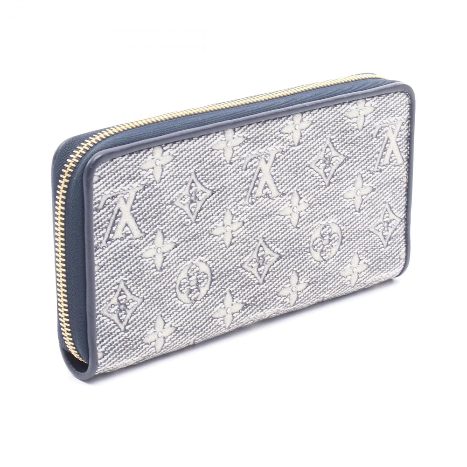 Louis Vuitton Zippy Wallet White Navy blue Leather Cloth  ref.2360721